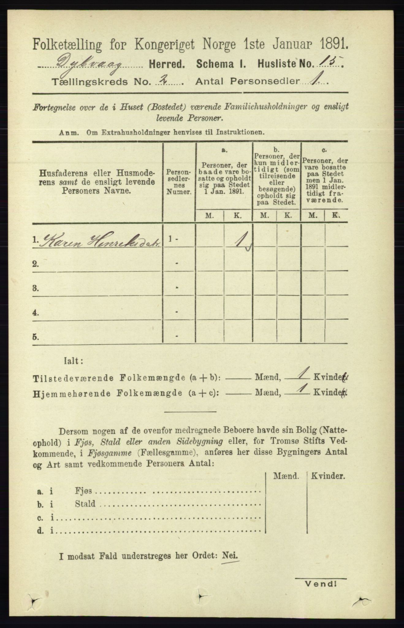 RA, 1891 census for 0915 Dypvåg, 1891, p. 482