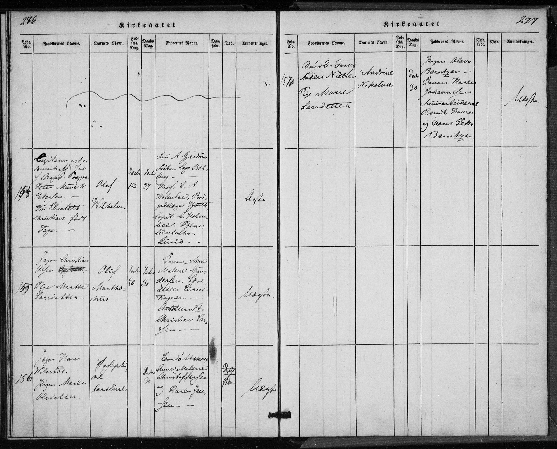 Rikshospitalet prestekontor Kirkebøker, AV/SAO-A-10309b/K/L0001/0001: Baptism register no. 1.1, 1834-1842, p. 276-277