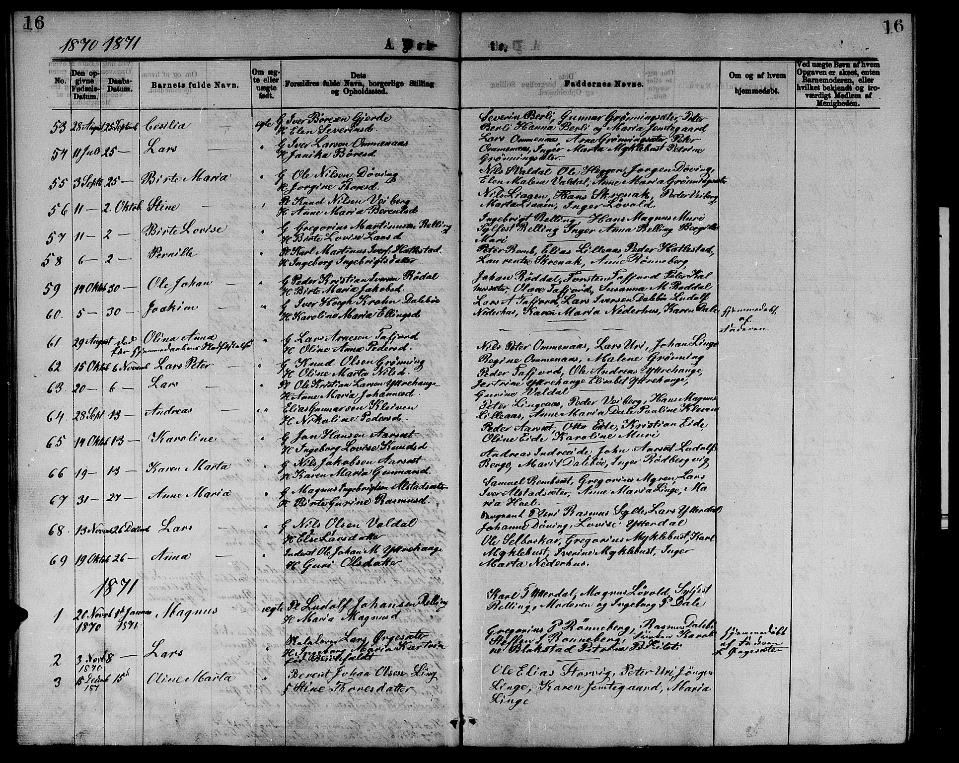 Ministerialprotokoller, klokkerbøker og fødselsregistre - Møre og Romsdal, SAT/A-1454/519/L0262: Parish register (copy) no. 519C03, 1866-1884, p. 16