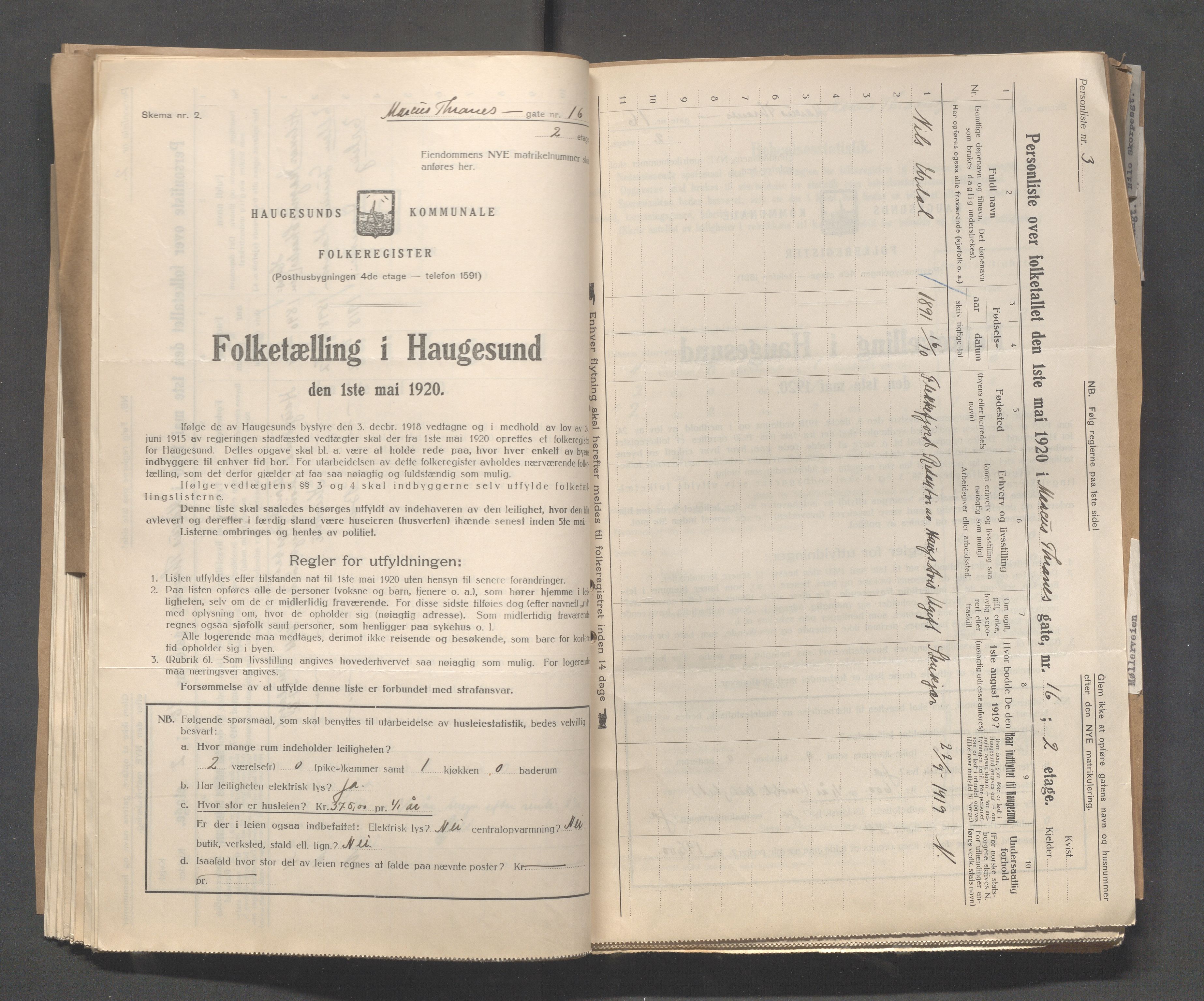 IKAR, Local census 1.5.1920 for Haugesund, 1920, p. 2886