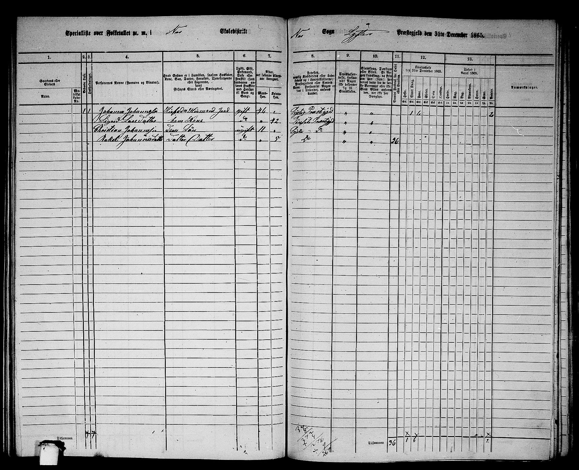 RA, 1865 census for Luster, 1865, p. 125