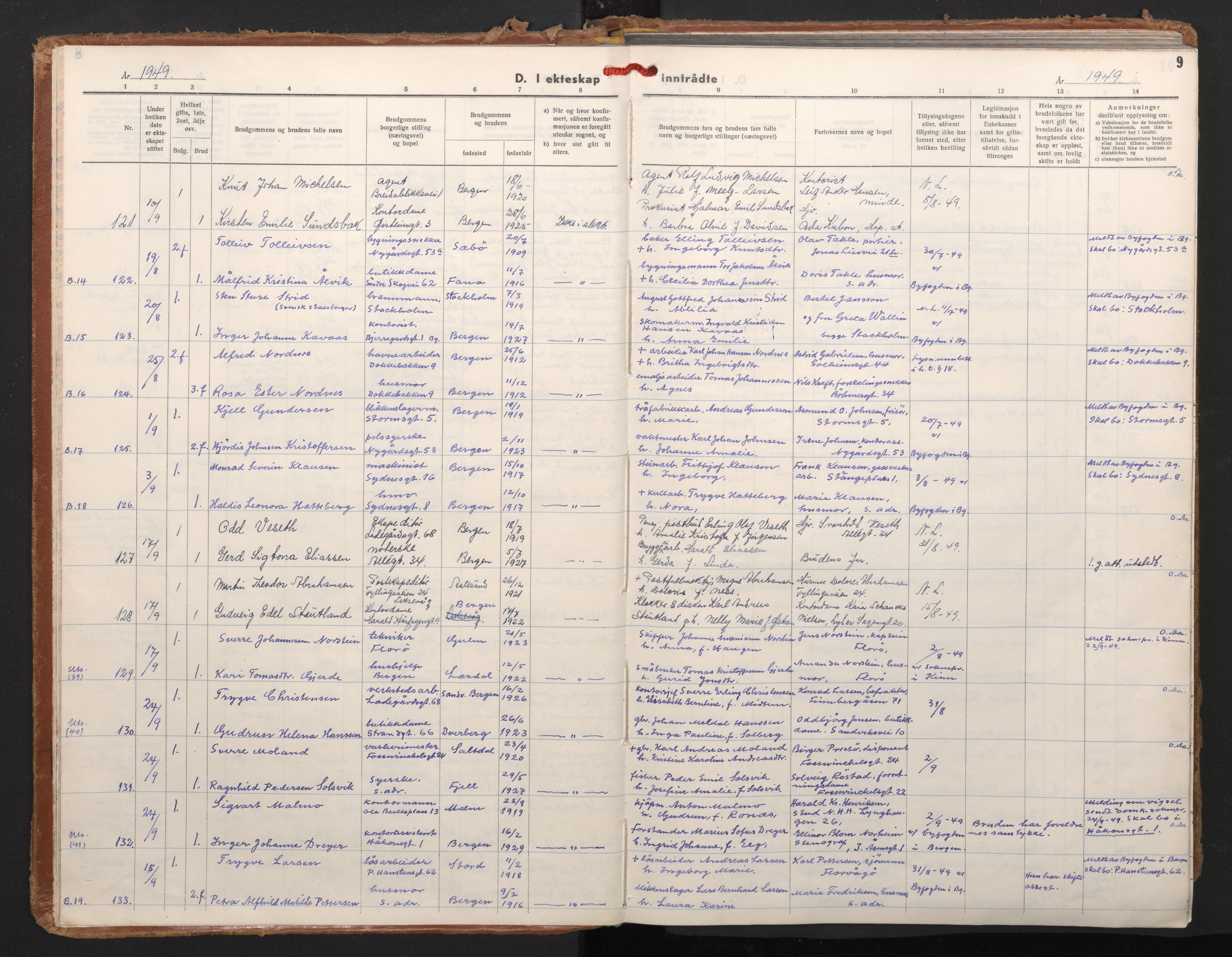 Johanneskirken sokneprestembete, SAB/A-76001/H/Haa/L0015: Parish register (official) no. D 4, 1949-1963, p. 8b-9a