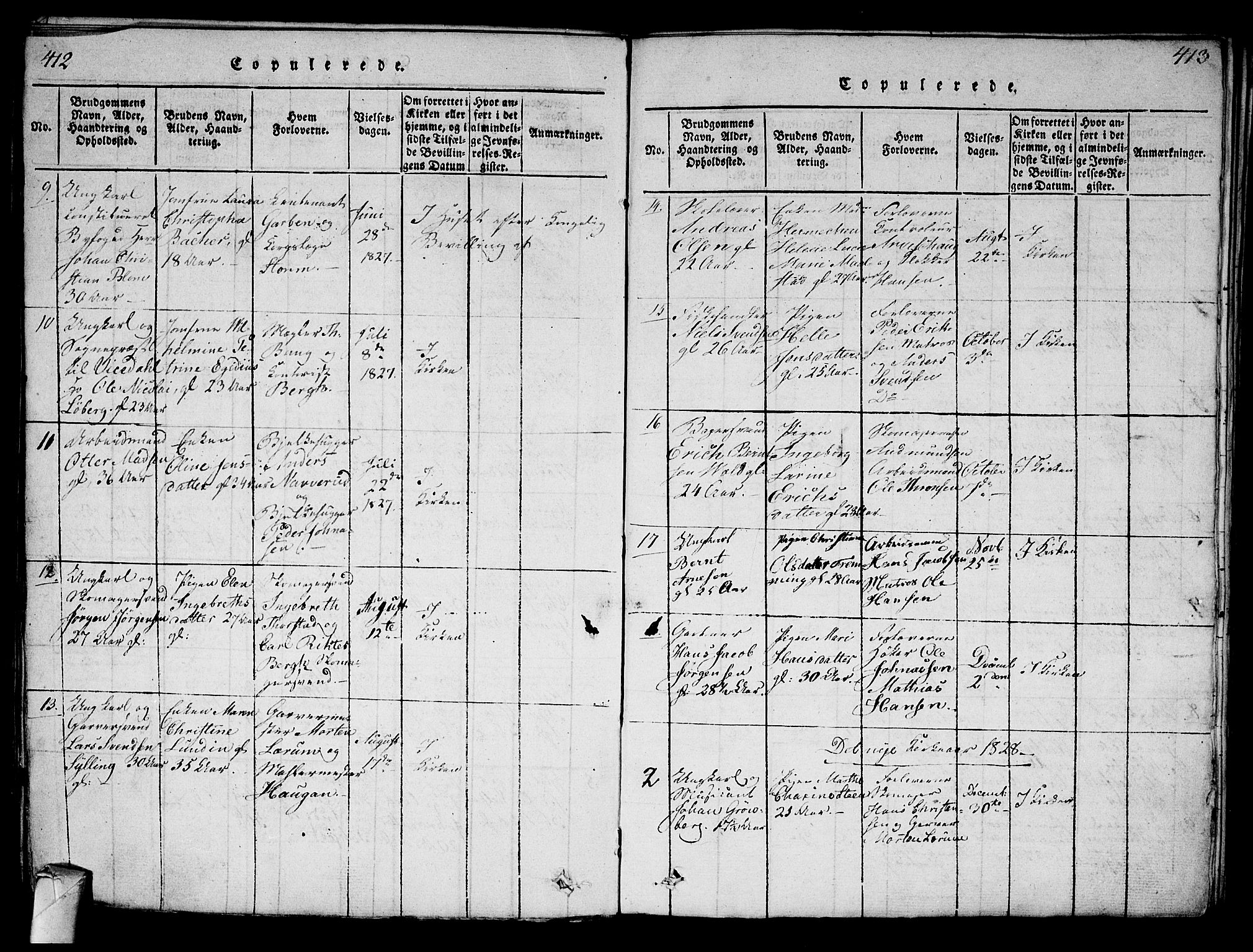 Strømsø kirkebøker, AV/SAKO-A-246/G/Ga/L0001: Parish register (copy) no. 1, 1815-1829, p. 412-413