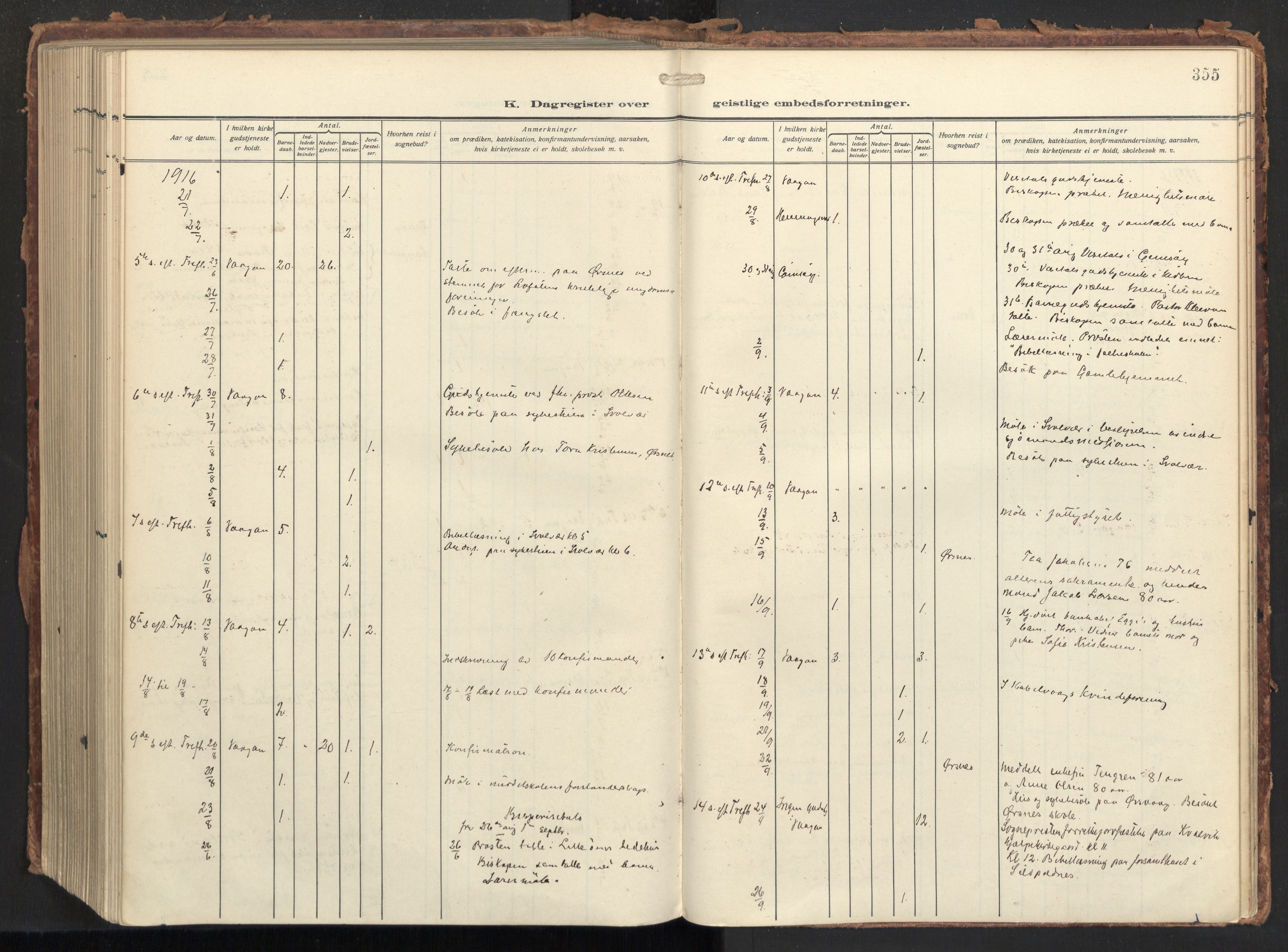 Ministerialprotokoller, klokkerbøker og fødselsregistre - Nordland, AV/SAT-A-1459/874/L1064: Parish register (official) no. 874A08, 1915-1926, p. 355