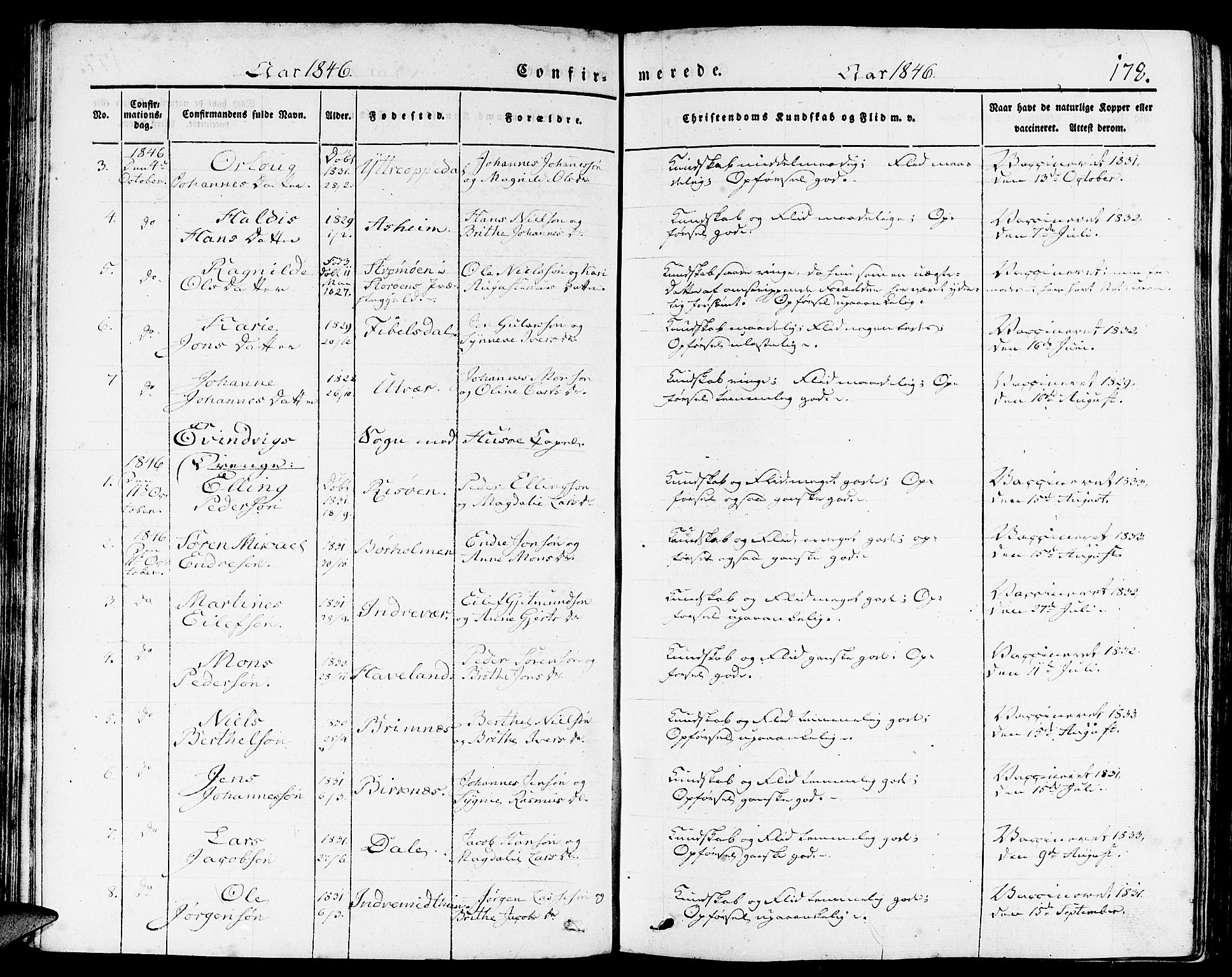 Gulen sokneprestembete, AV/SAB-A-80201/H/Haa/Haaa/L0020: Parish register (official) no. A 20, 1837-1847, p. 178