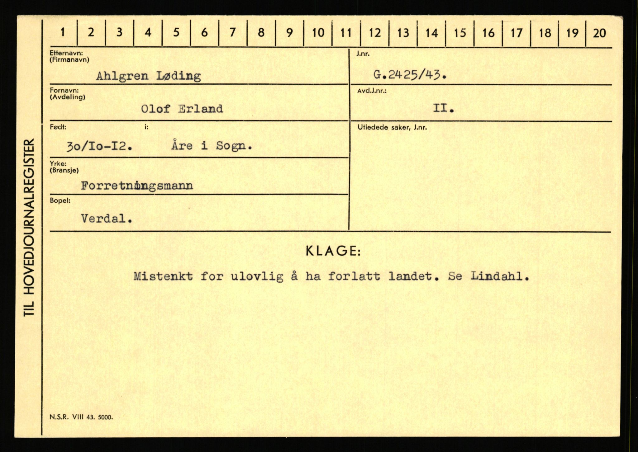 Statspolitiet - Hovedkontoret / Osloavdelingen, AV/RA-S-1329/C/Ca/L0001: Aabakken - Armann, 1943-1945, p. 1196
