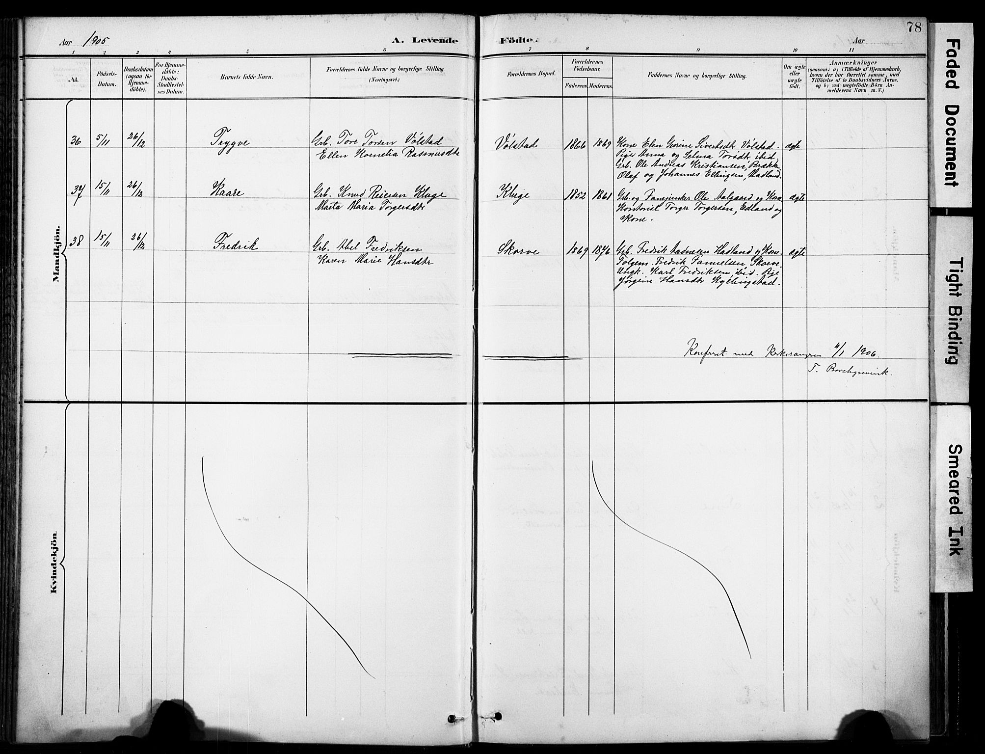 Lye sokneprestkontor, AV/SAST-A-101794/001/30BA/L0012: Parish register (official) no. A 11, 1896-1909, p. 78