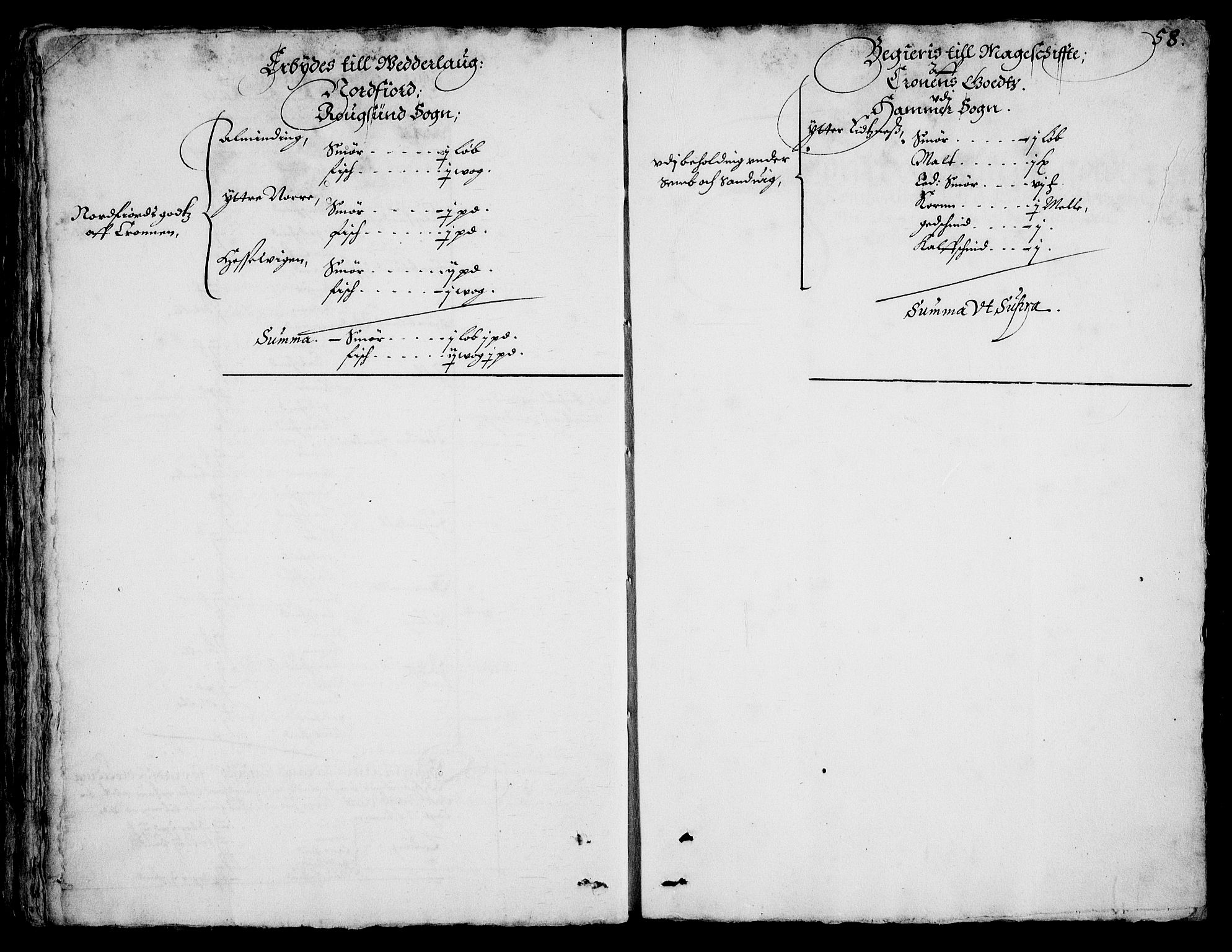 Rentekammeret inntil 1814, Realistisk ordnet avdeling, RA/EA-4070/On/L0001/0002: Statens gods / [Jj 2]: Jordebok og forklaring over atkomstene til Hannibal Sehesteds gods, 1651, p. 1057b-1058a