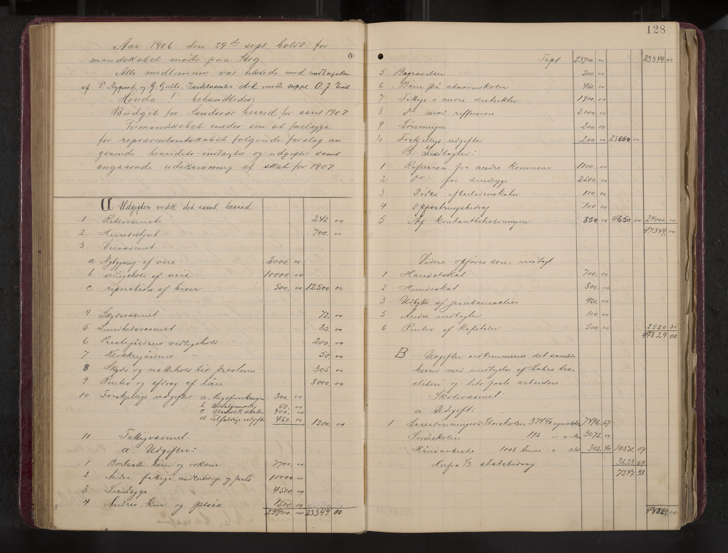 Ytre Sandsvær formannskap og sentraladministrasjon, IKAK/0629021/A/Aa/L0001: Møtebok med register, 1902-1919, p. 128