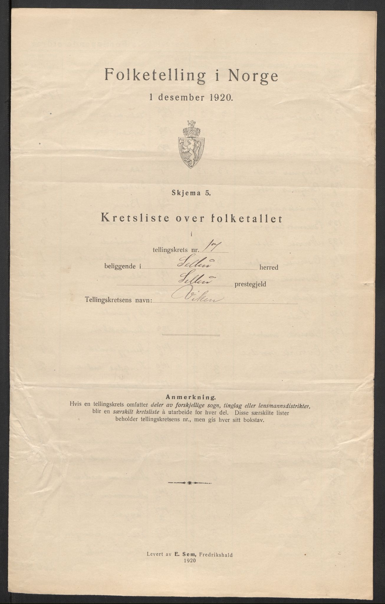 SAT, 1920 census for Selbu, 1920, p. 56