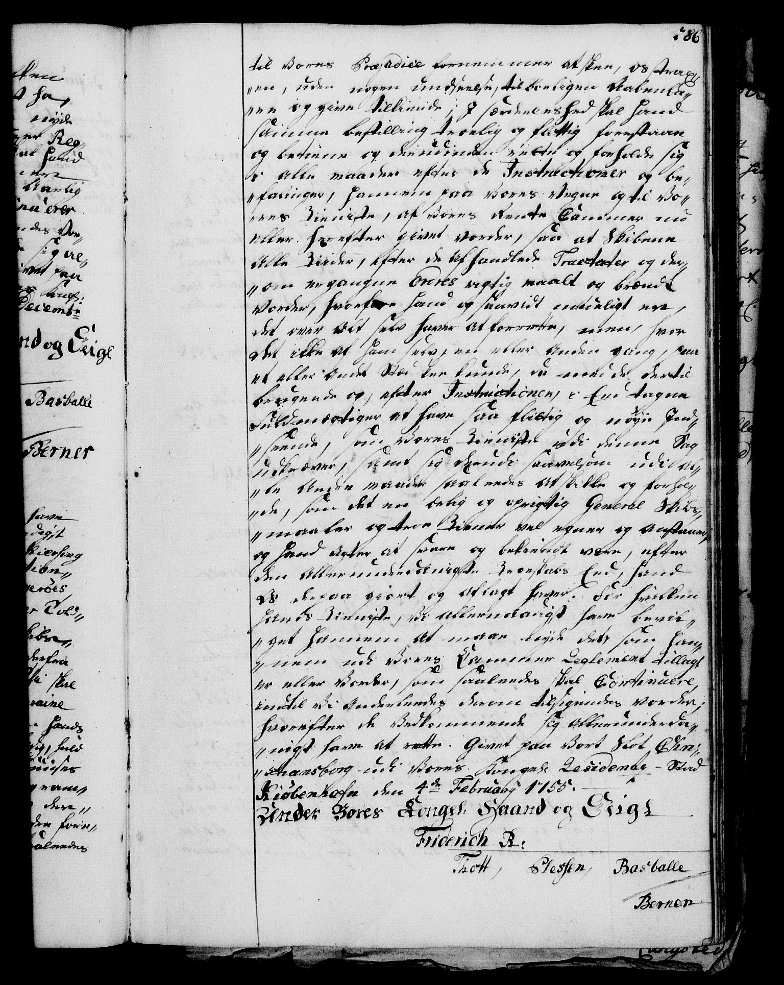Rentekammeret, Kammerkanselliet, RA/EA-3111/G/Gg/Gge/L0003: Norsk bestallingsprotokoll med register (merket RK 53.27), 1745-1761, p. 286