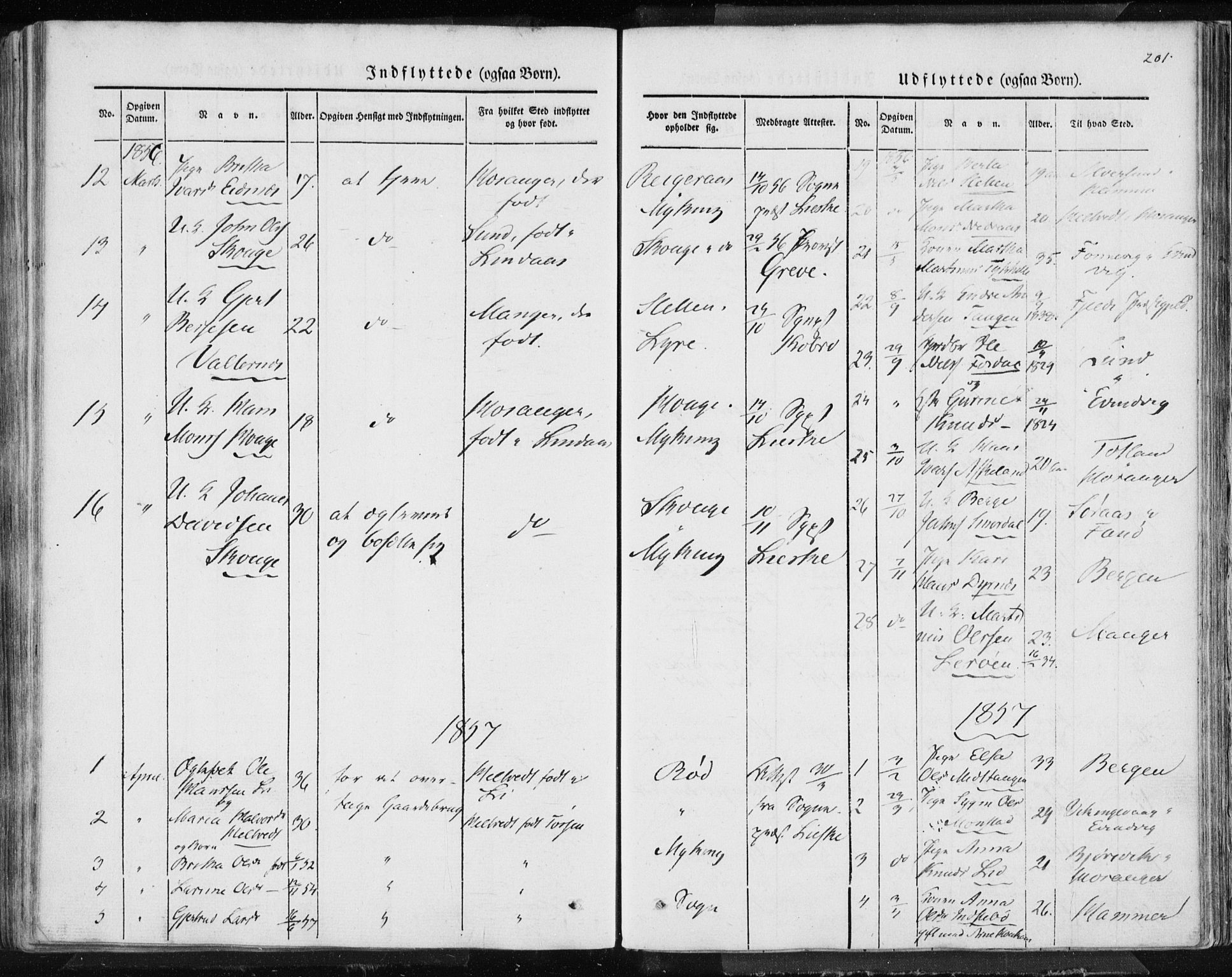 Lindås Sokneprestembete, AV/SAB-A-76701/H/Haa/Haaa/L0010: Parish register (official) no. A 10, 1842-1862, p. 201