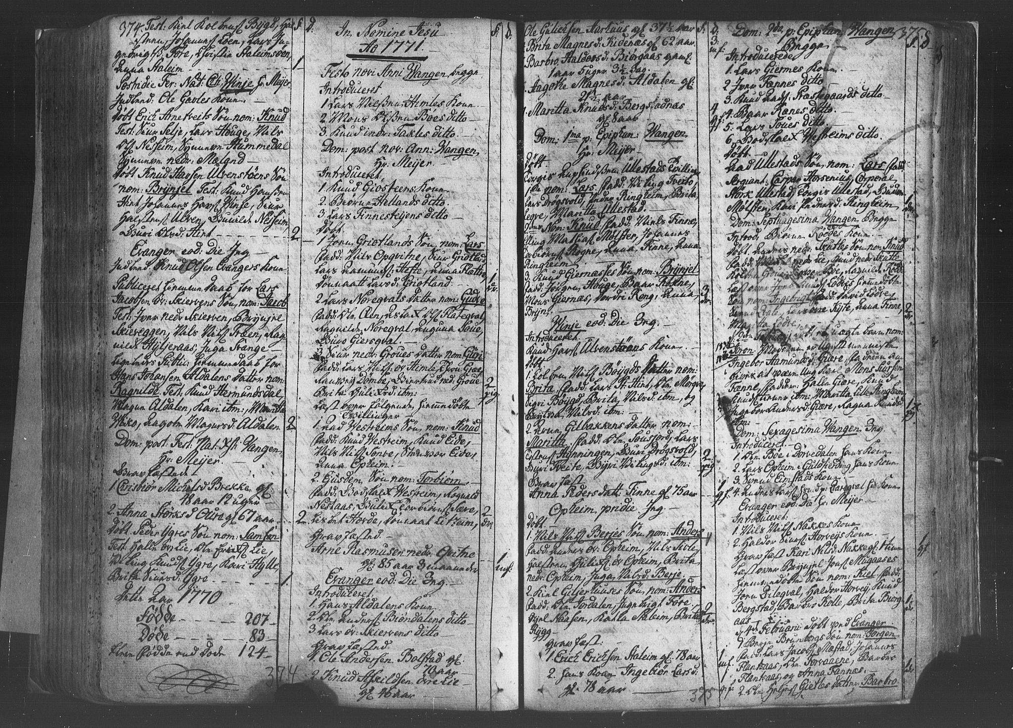Voss sokneprestembete, SAB/A-79001/H/Haa: Parish register (official) no. A 8, 1752-1780, p. 374-375