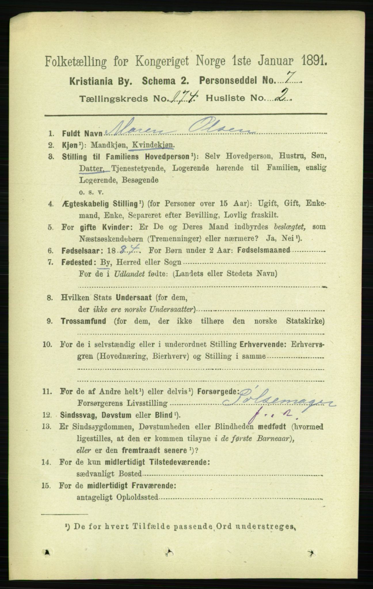 RA, 1891 census for 0301 Kristiania, 1891, p. 103917