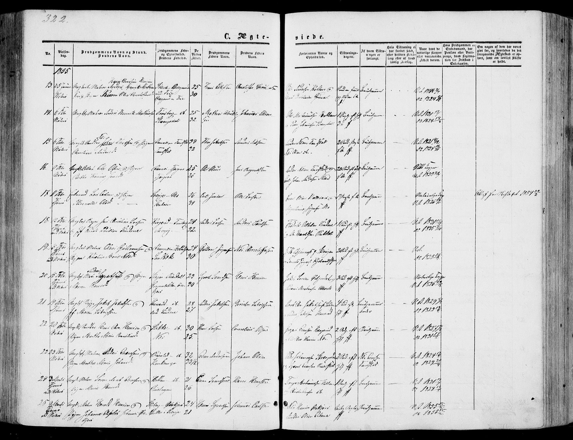 Nøtterøy kirkebøker, AV/SAKO-A-354/F/Fa/L0006: Parish register (official) no. I 6, 1852-1864, p. 322