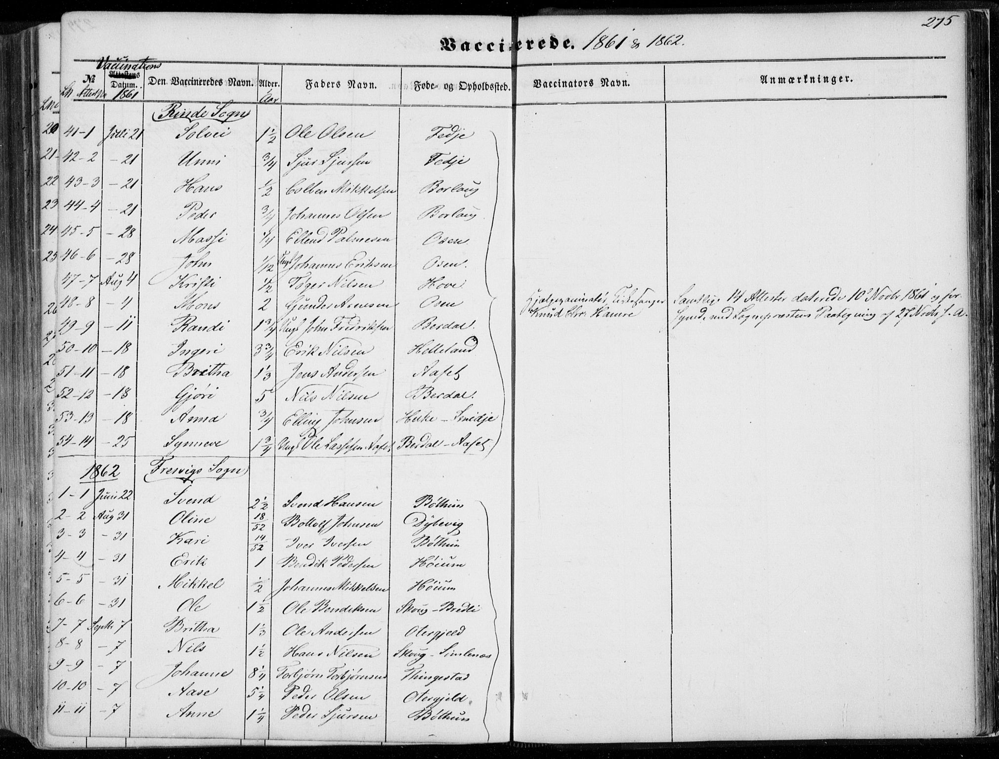 Leikanger sokneprestembete, SAB/A-81001: Parish register (official) no. A 8, 1852-1868, p. 275