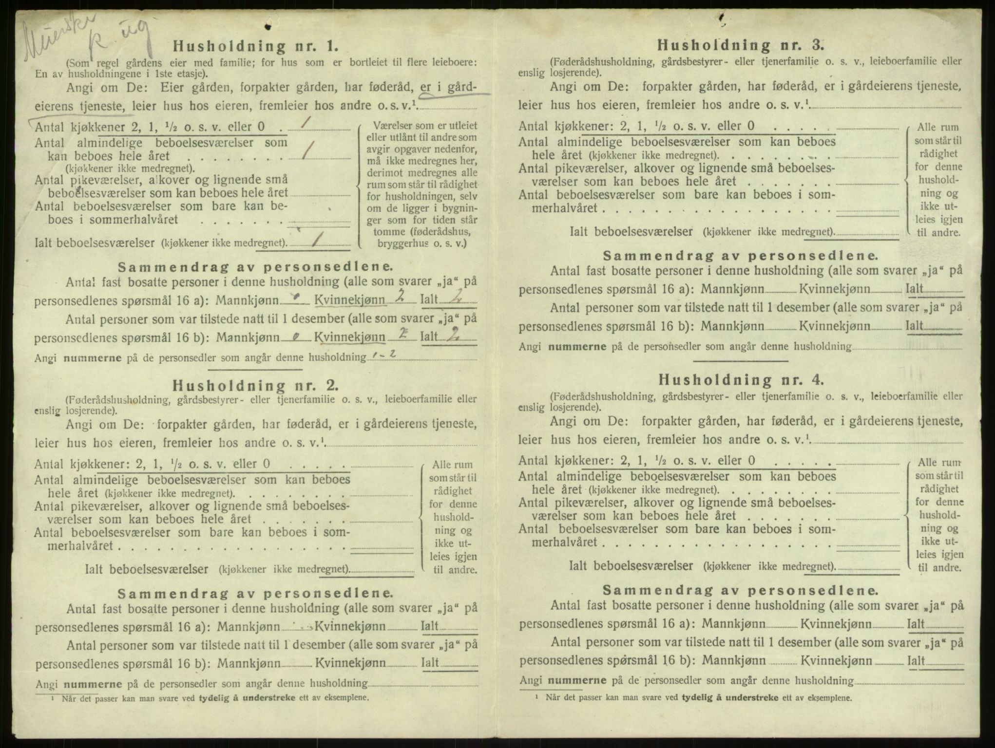 SAB, 1920 census for Haus, 1920, p. 1012