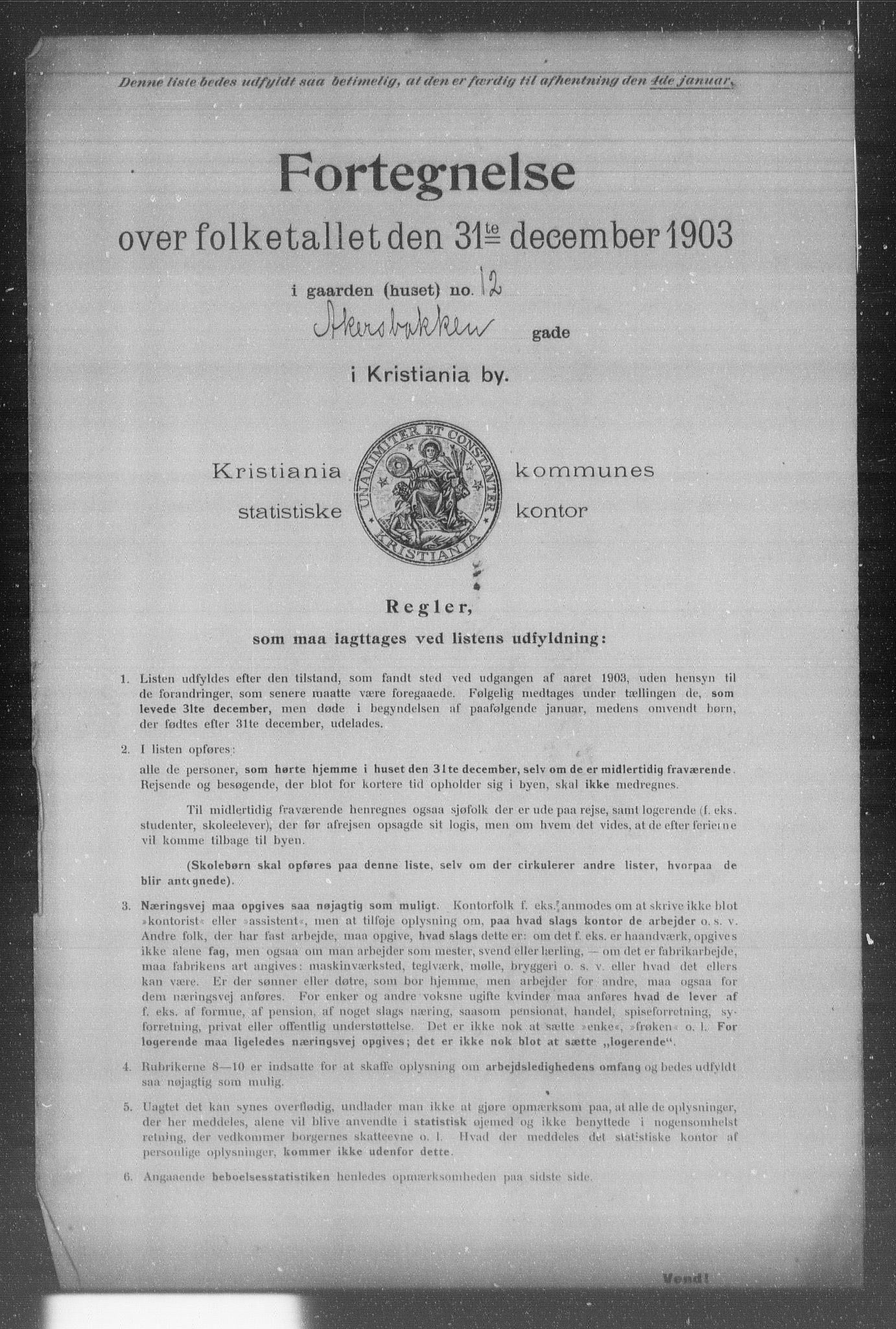 OBA, Municipal Census 1903 for Kristiania, 1903, p. 18