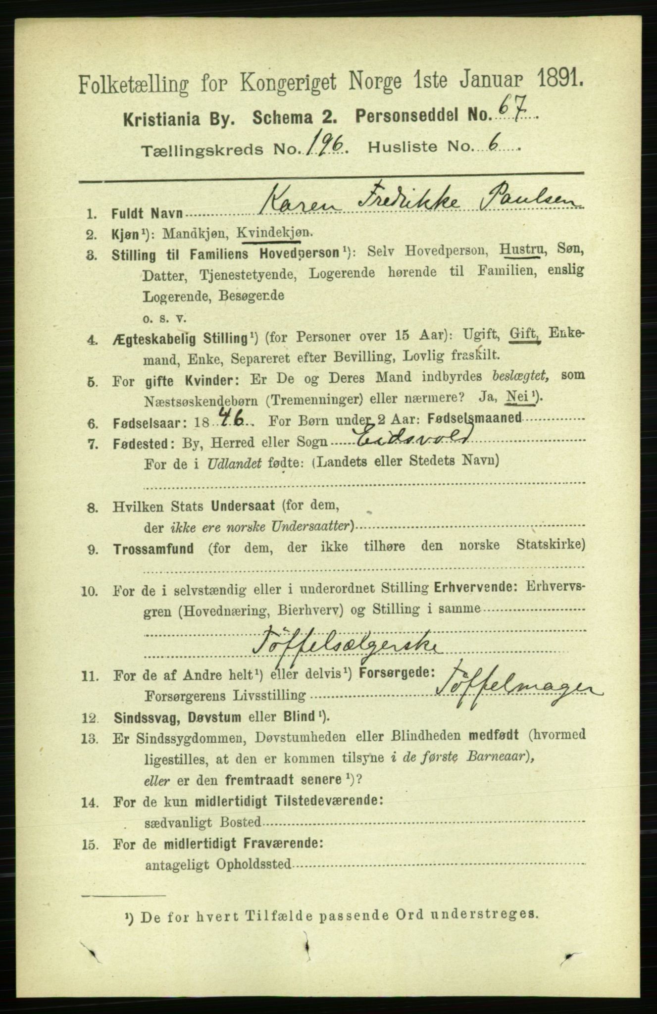 RA, 1891 census for 0301 Kristiania, 1891, p. 118446