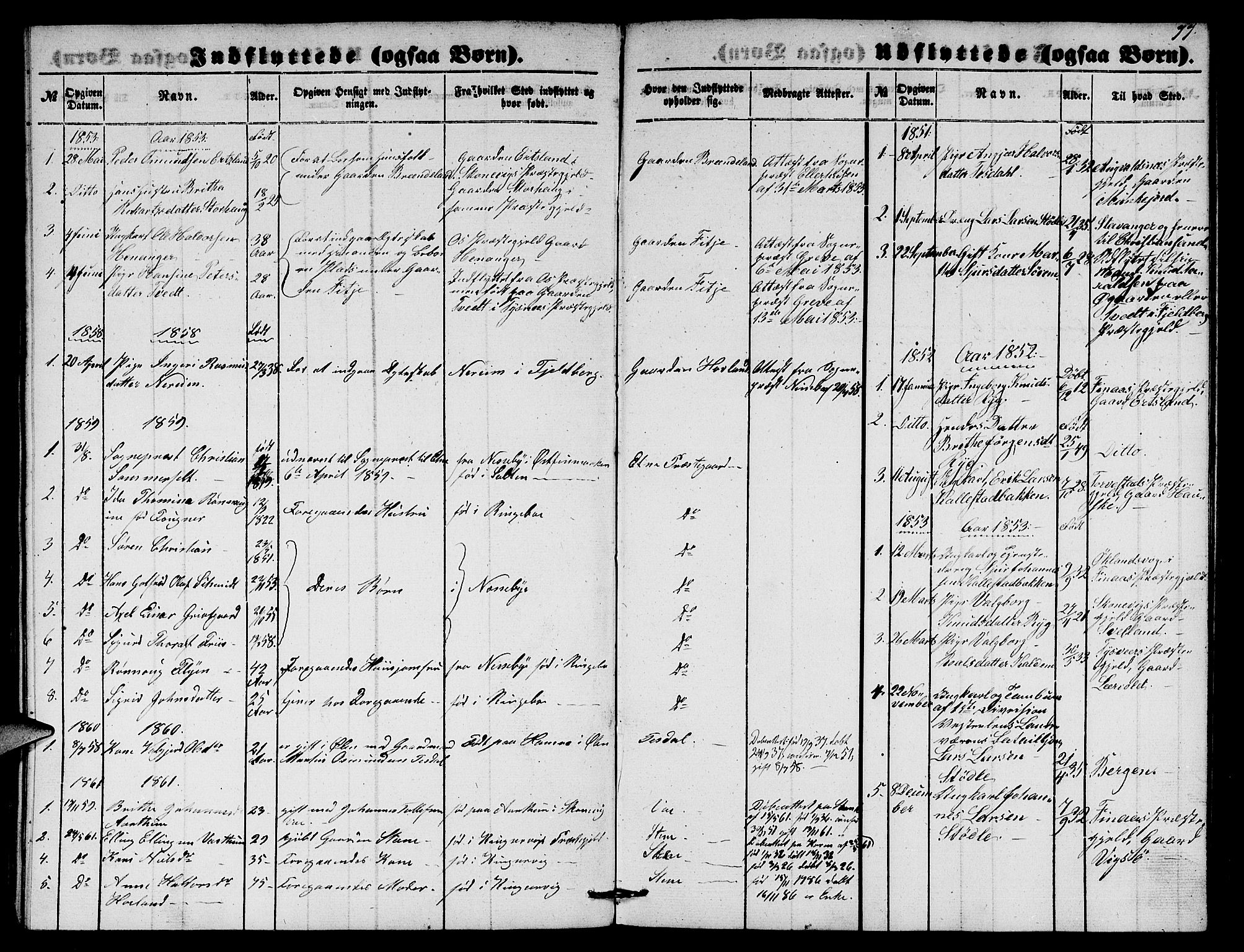 Etne sokneprestembete, SAB/A-75001/H/Hab: Parish register (copy) no. A 2, 1851-1862, p. 77