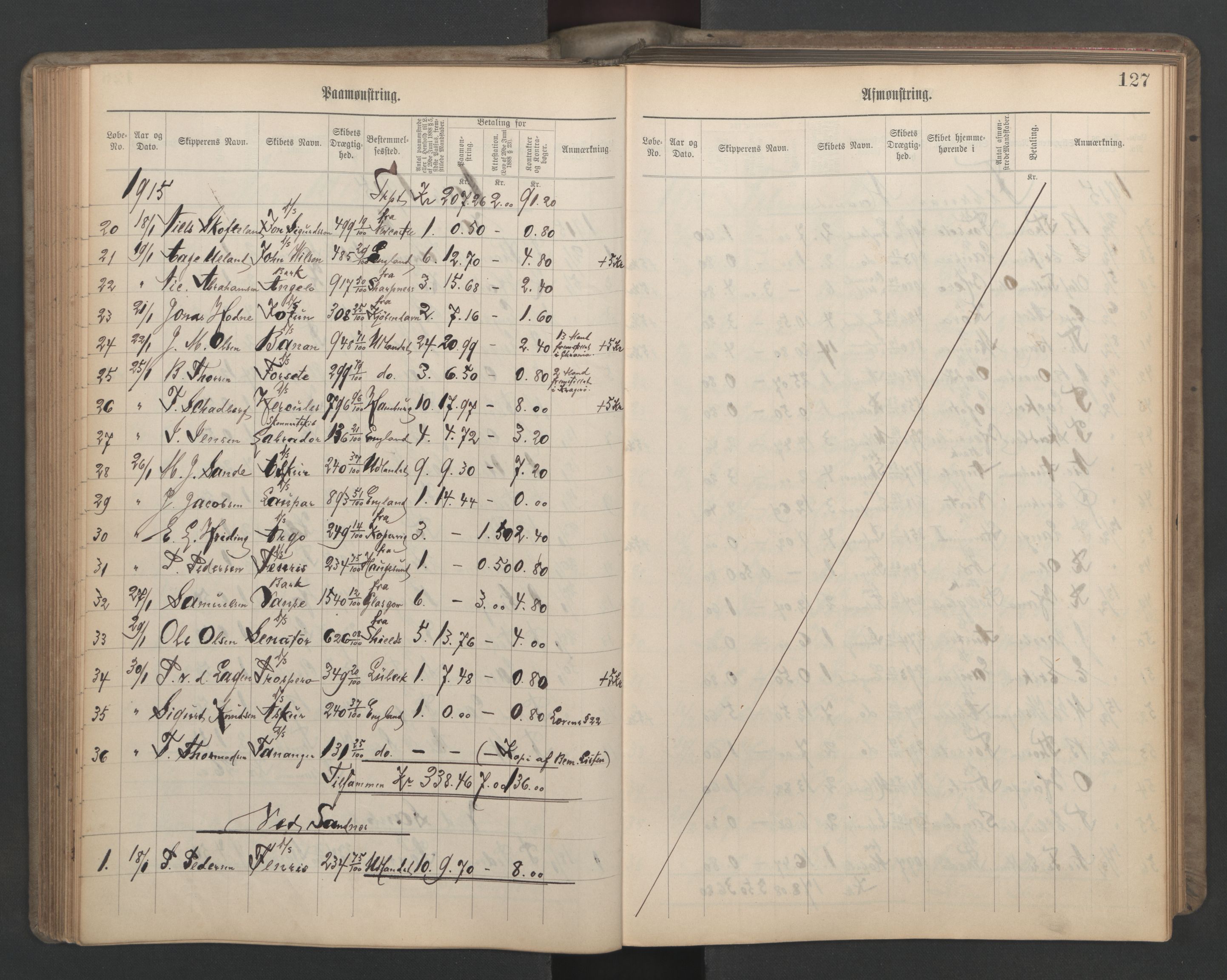 Stavanger sjømannskontor, SAST/A-102006/G/Ga/L0006: Mønstringsjournal, 1908-1933, p. 158