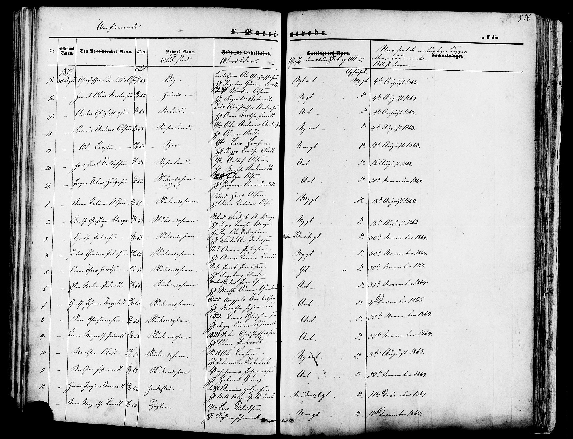 Skudenes sokneprestkontor, SAST/A -101849/H/Ha/Haa/L0006: Parish register (official) no. A 4, 1864-1881, p. 518