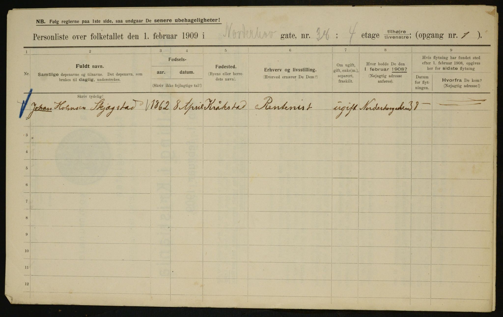 OBA, Municipal Census 1909 for Kristiania, 1909, p. 66159