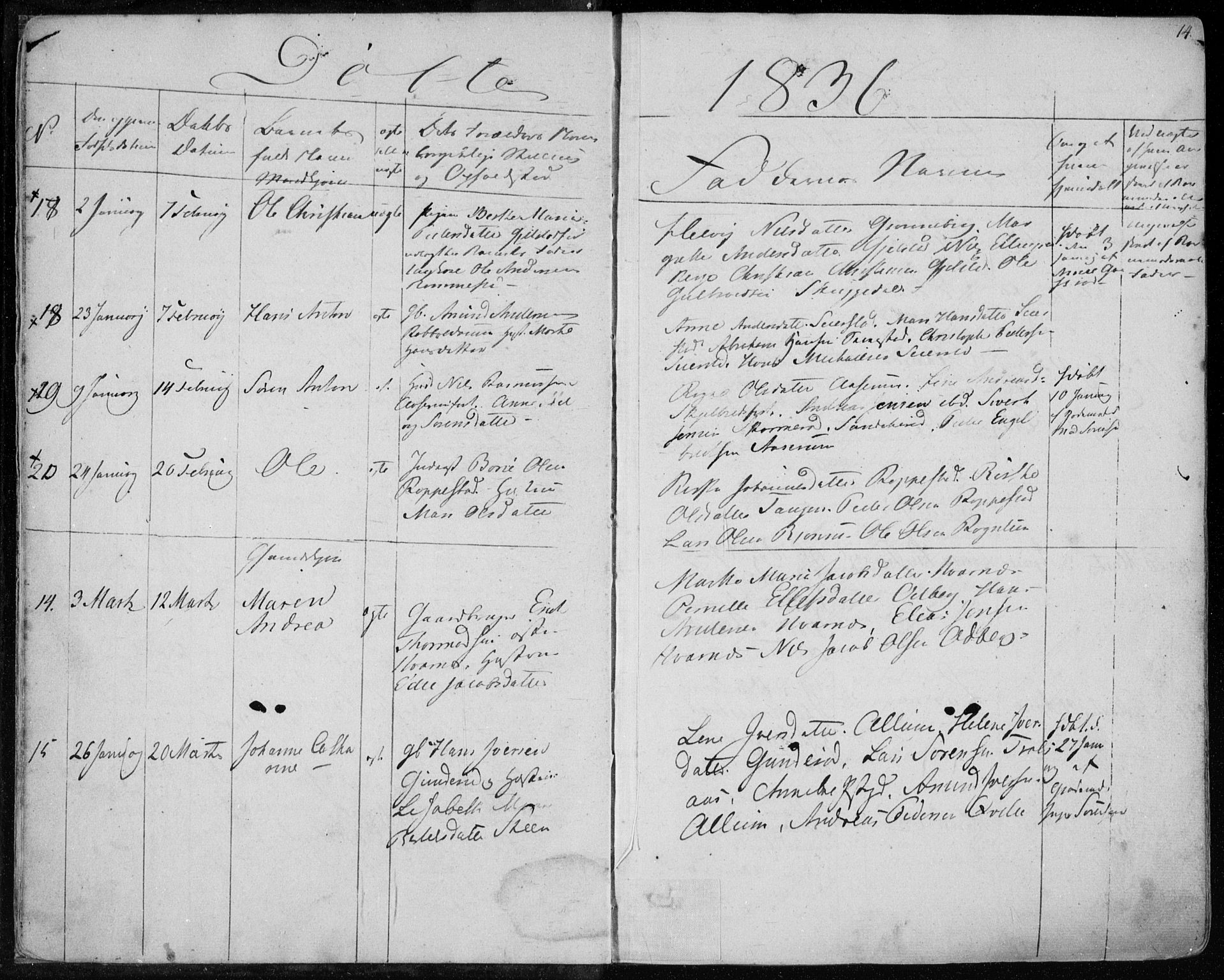 Hedrum kirkebøker, AV/SAKO-A-344/F/Fa/L0005: Parish register (official) no. I 5, 1835-1848, p. 14