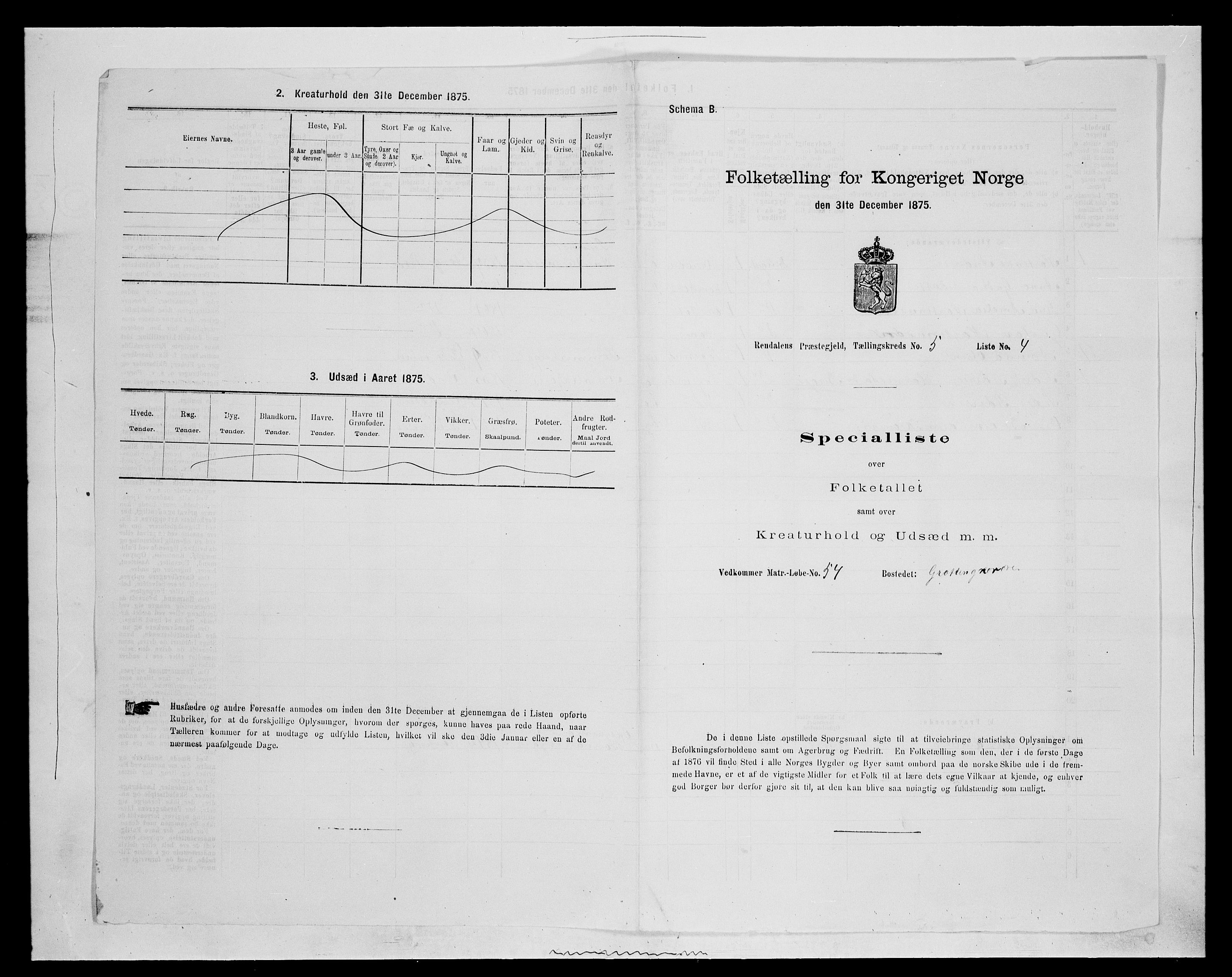 SAH, 1875 census for 0432P Rendalen, 1875, p. 454