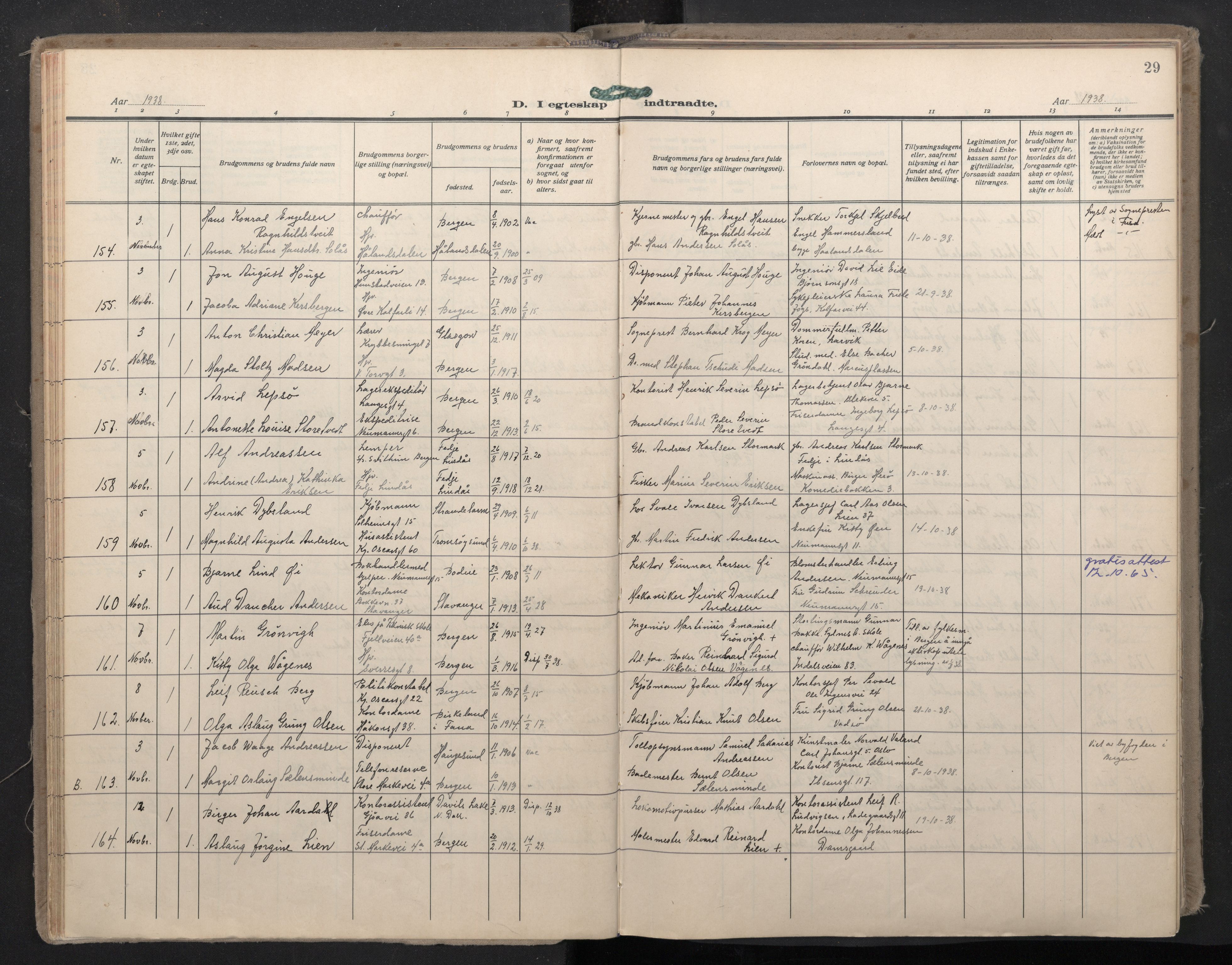 Domkirken sokneprestembete, AV/SAB-A-74801/H/Haa: Parish register (official) no. D 7, 1937-1950, p. 28b-29a