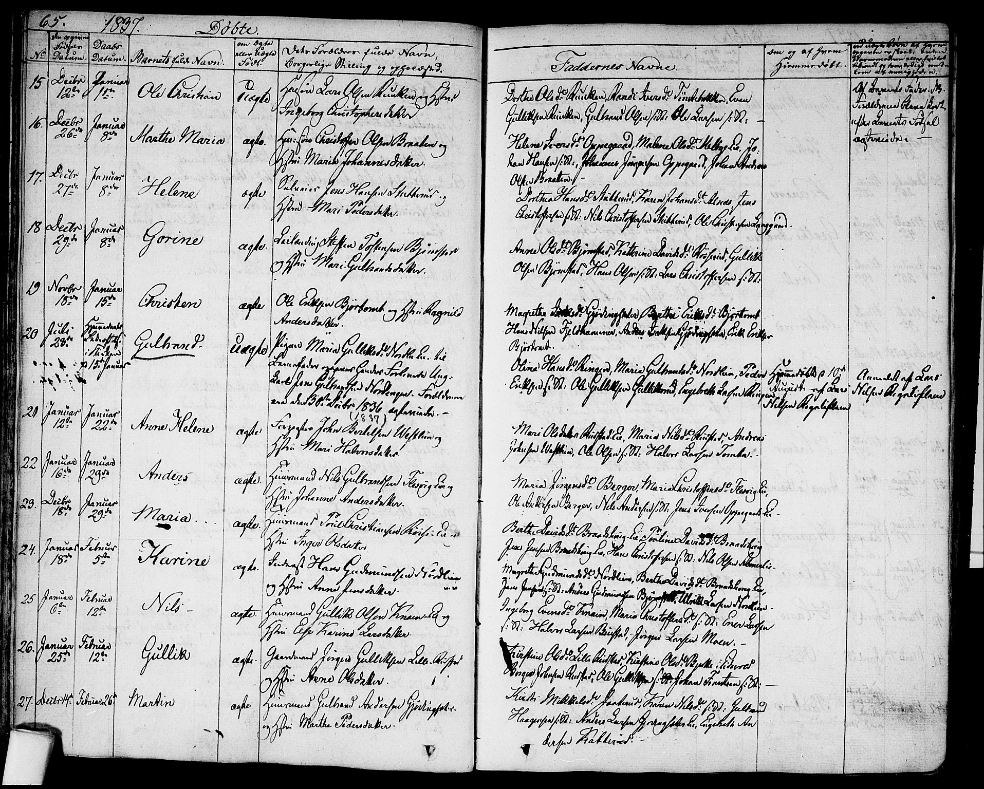 Hurdal prestekontor Kirkebøker, AV/SAO-A-10889/F/Fa/L0004: Parish register (official) no. I 4, 1828-1845, p. 65