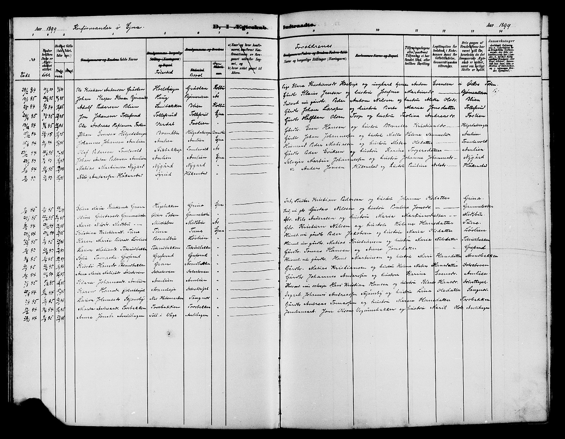 Vestre Toten prestekontor, SAH/PREST-108/H/Ha/Hab/L0015: Parish register (copy) no. 15, 1890-1900