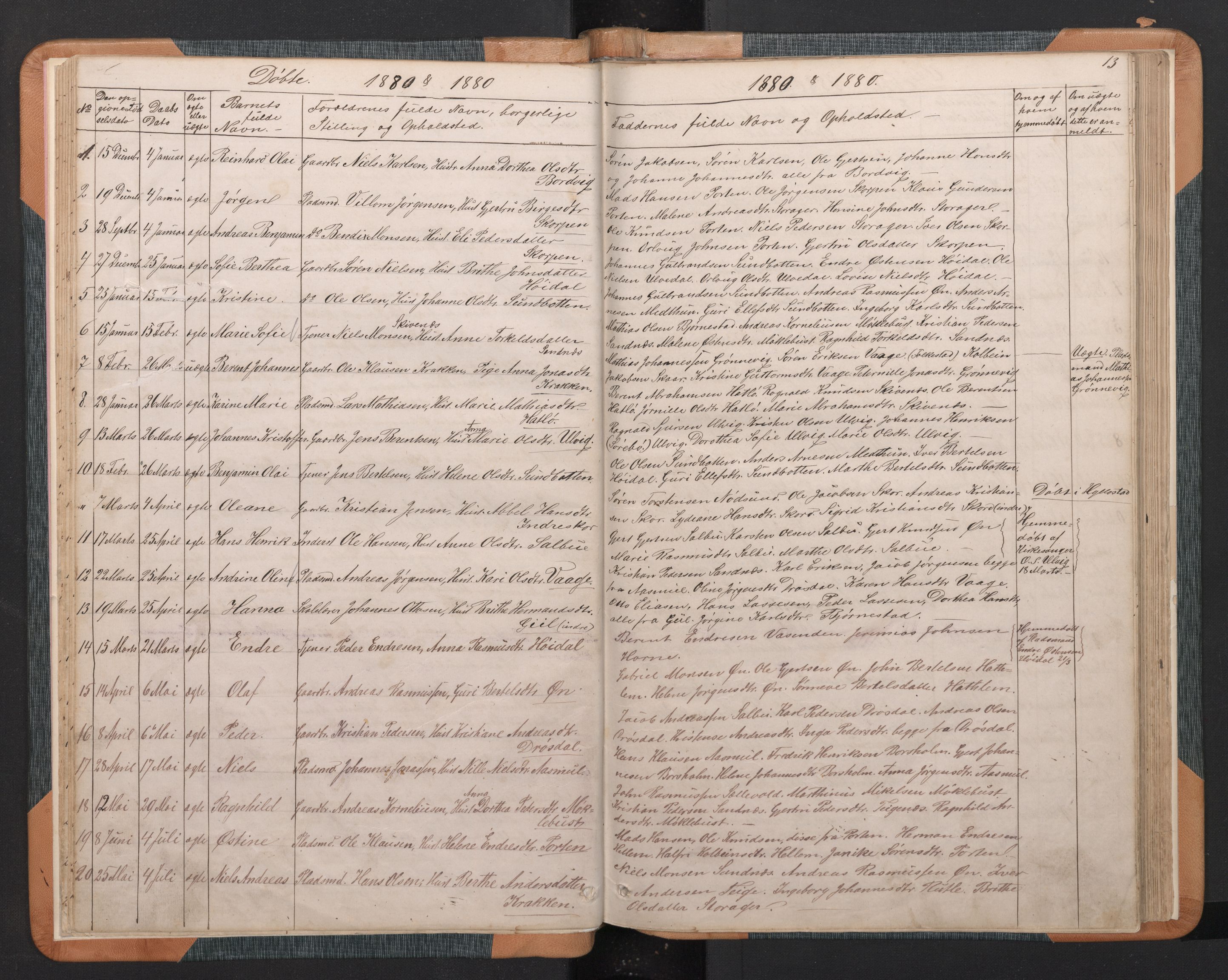 Hyllestad sokneprestembete, SAB/A-80401: Parish register (copy) no. C 2, 1874-1894, p. 12b-13a