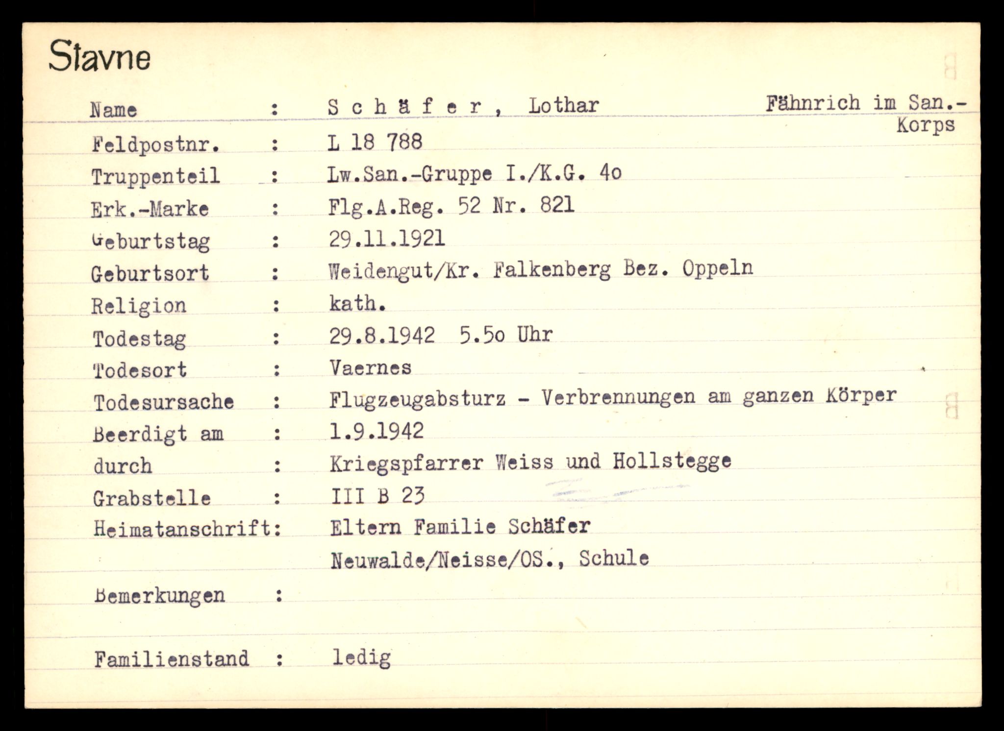 Distriktskontoret for krigsgraver, AV/SAT-A-5030/E/L0003: Kasett/kartotek over tysk Krigskirkegård Stavne, 1945, p. 1191