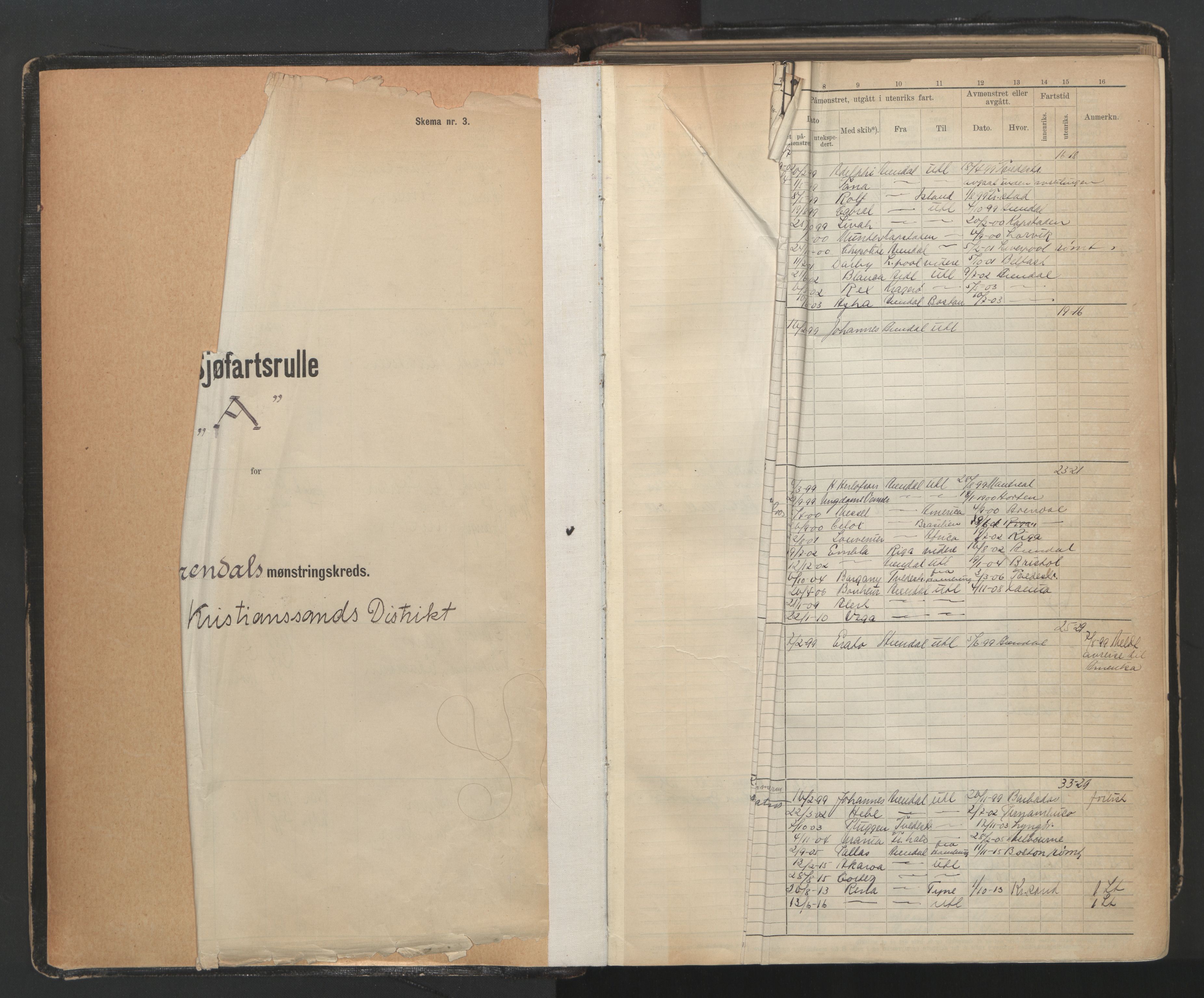 Arendal mønstringskrets, AV/SAK-2031-0012/F/Fb/L0003: Hovedrulle A nr 1-2495, E-4, 1899-1949, p. 3