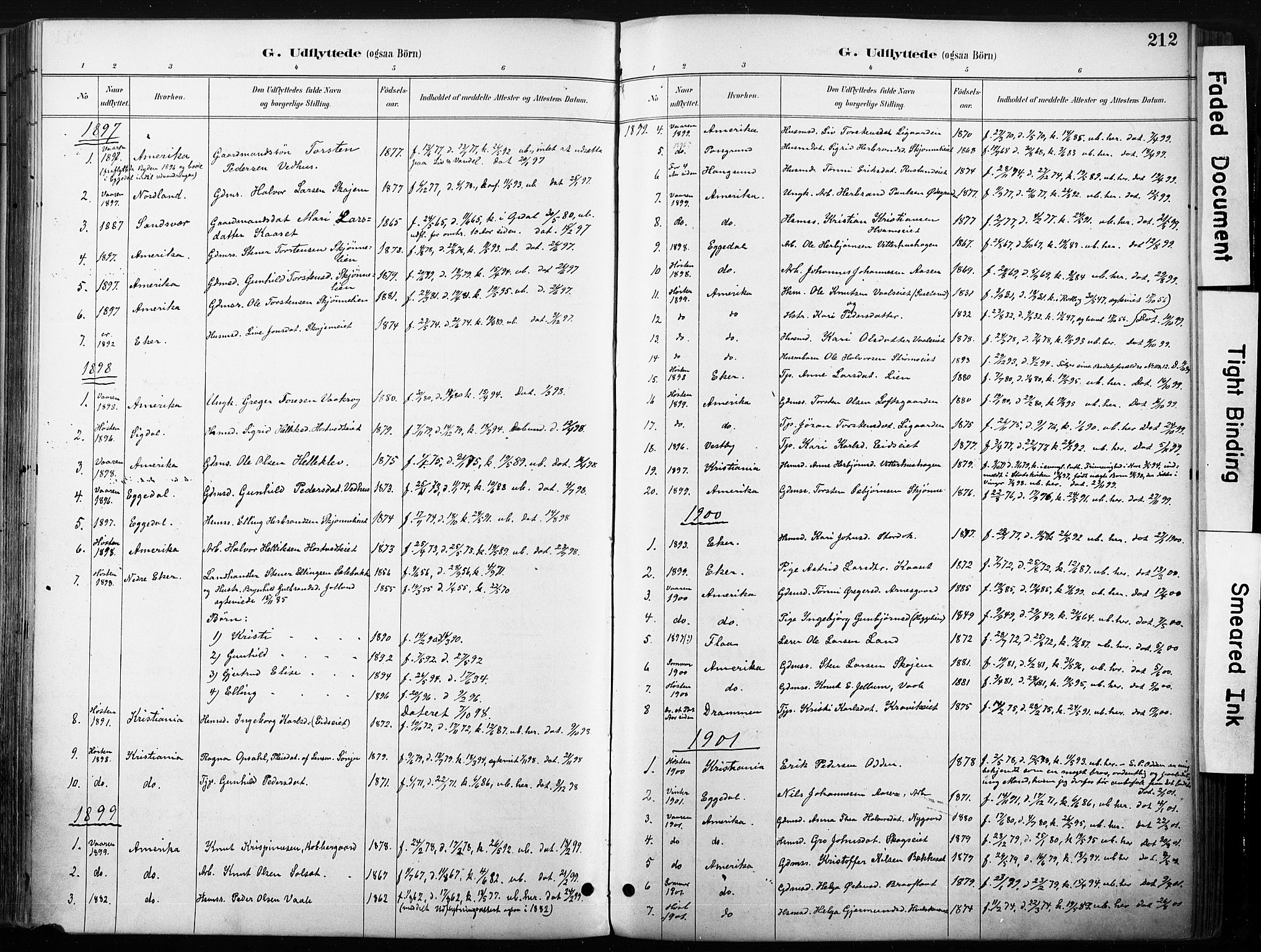 Nore kirkebøker, SAKO/A-238/F/Fb/L0002: Parish register (official) no. II 2, 1886-1906, p. 212