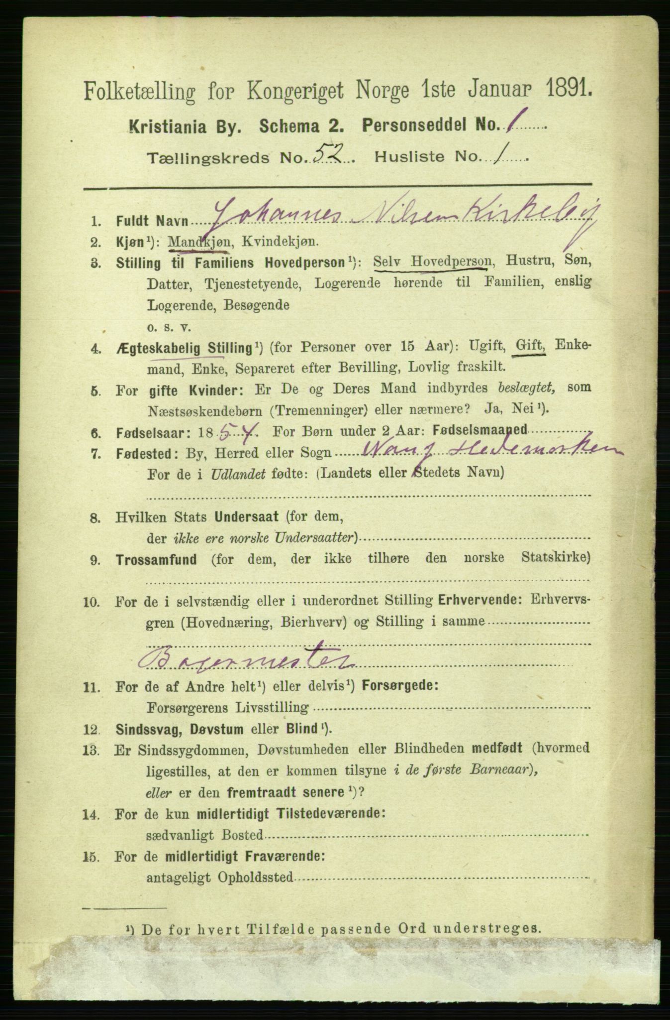 RA, 1891 census for 0301 Kristiania, 1891, p. 29564