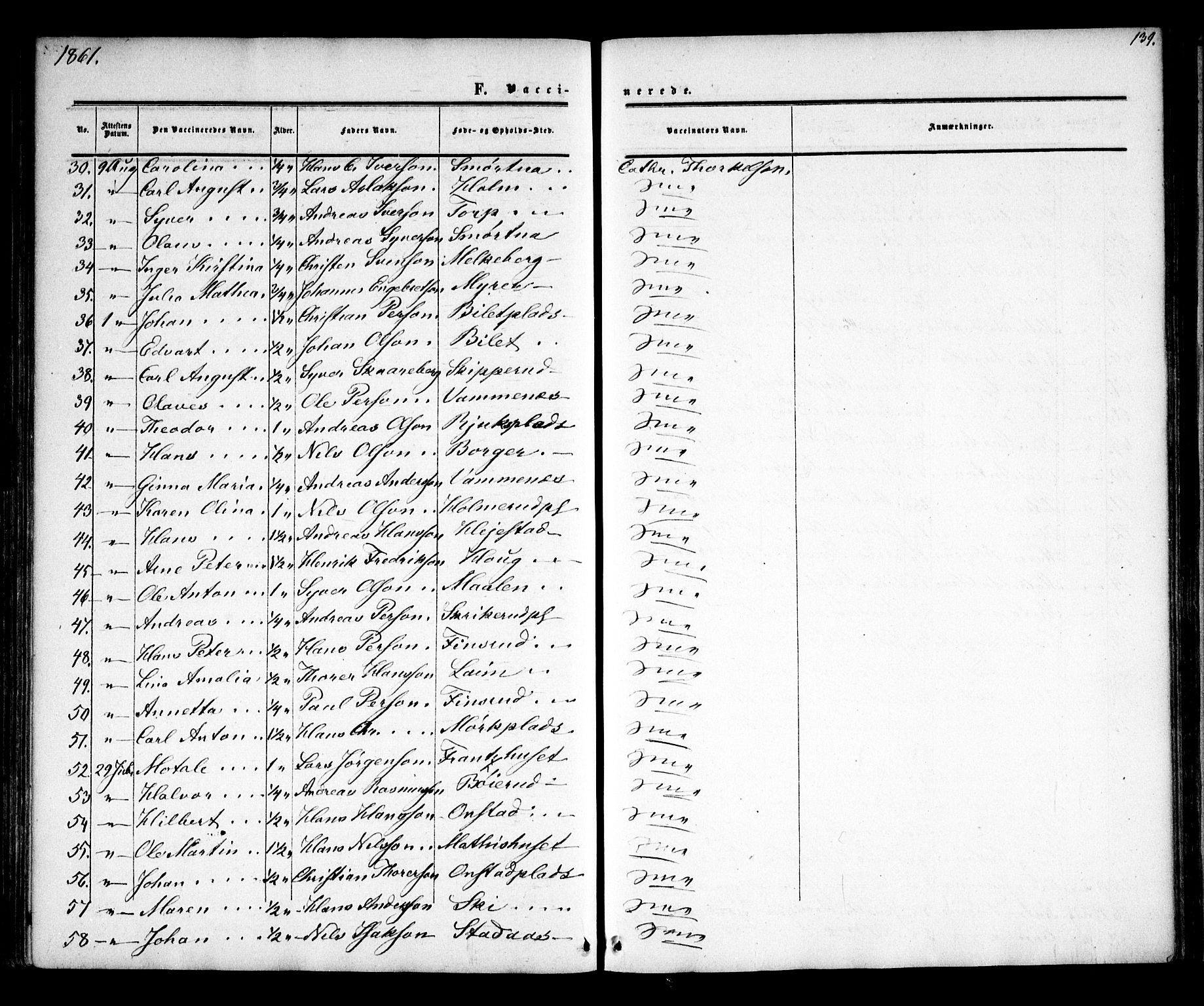 Skiptvet prestekontor Kirkebøker, SAO/A-20009/F/Fa/L0007: Parish register (official) no. 7, 1861-1866, p. 139