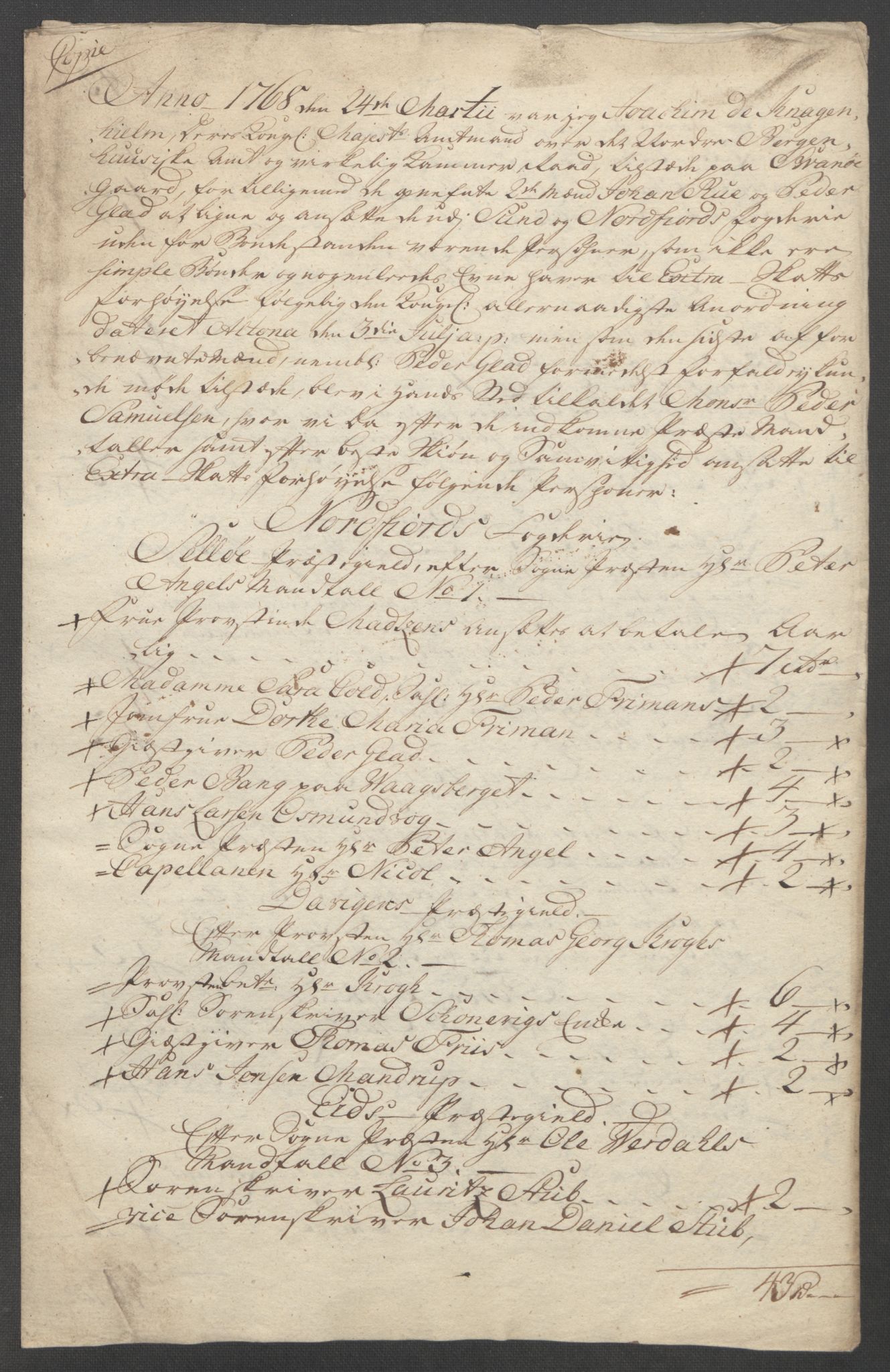 Rentekammeret inntil 1814, Reviderte regnskaper, Fogderegnskap, RA/EA-4092/R53/L3550: Ekstraskatten Sunn- og Nordfjord, 1762-1771, p. 263