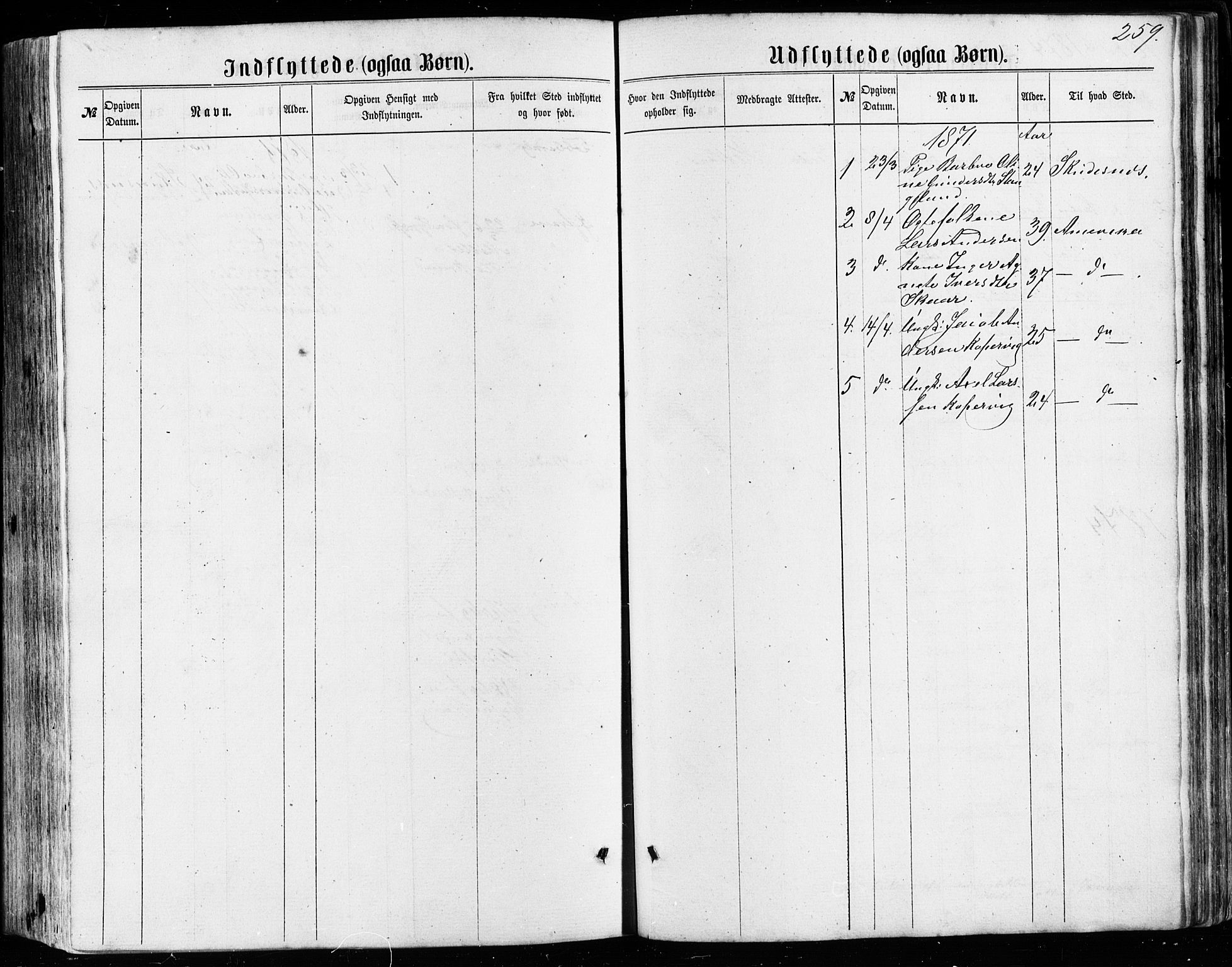 Avaldsnes sokneprestkontor, SAST/A -101851/H/Ha/Haa/L0011: Parish register (official) no. A 11, 1861-1880, p. 259