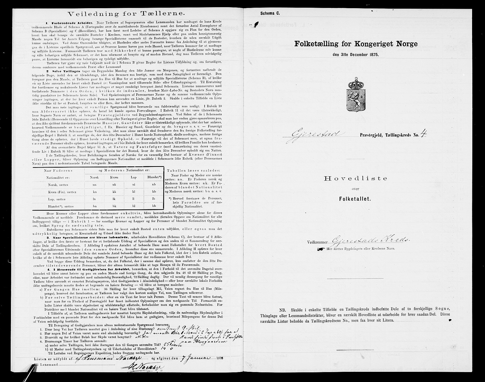 SAK, 1875 census for 0911P Gjerstad, 1875, p. 22