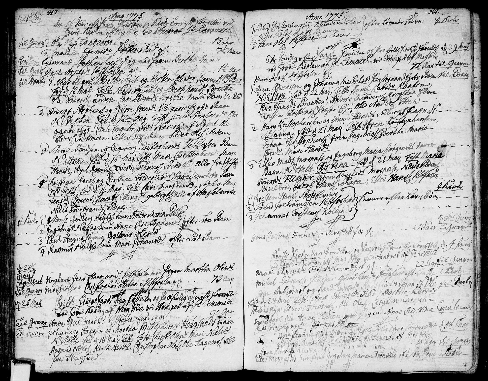 Eiker kirkebøker, AV/SAKO-A-4/F/Fa/L0008: Parish register (official) no. I 8, 1764-1788, p. 367-368