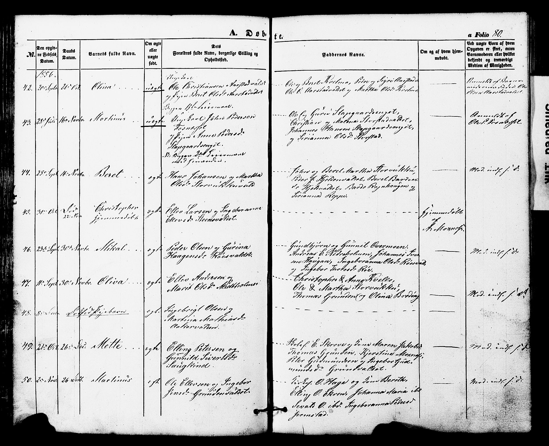 Ministerialprotokoller, klokkerbøker og fødselsregistre - Nord-Trøndelag, AV/SAT-A-1458/724/L0268: Parish register (copy) no. 724C04, 1846-1878, p. 80