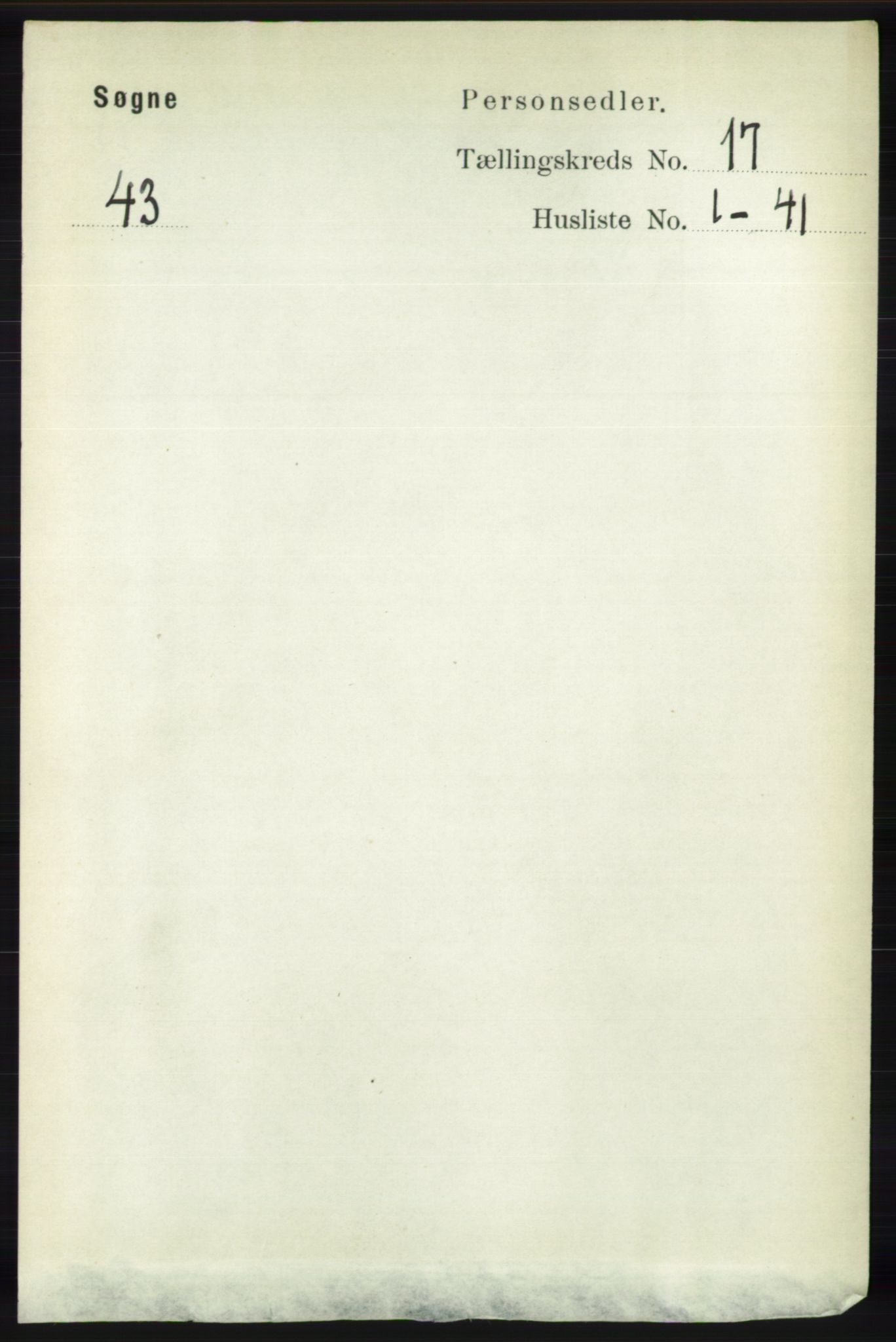 RA, 1891 census for 1018 Søgne, 1891, p. 4509