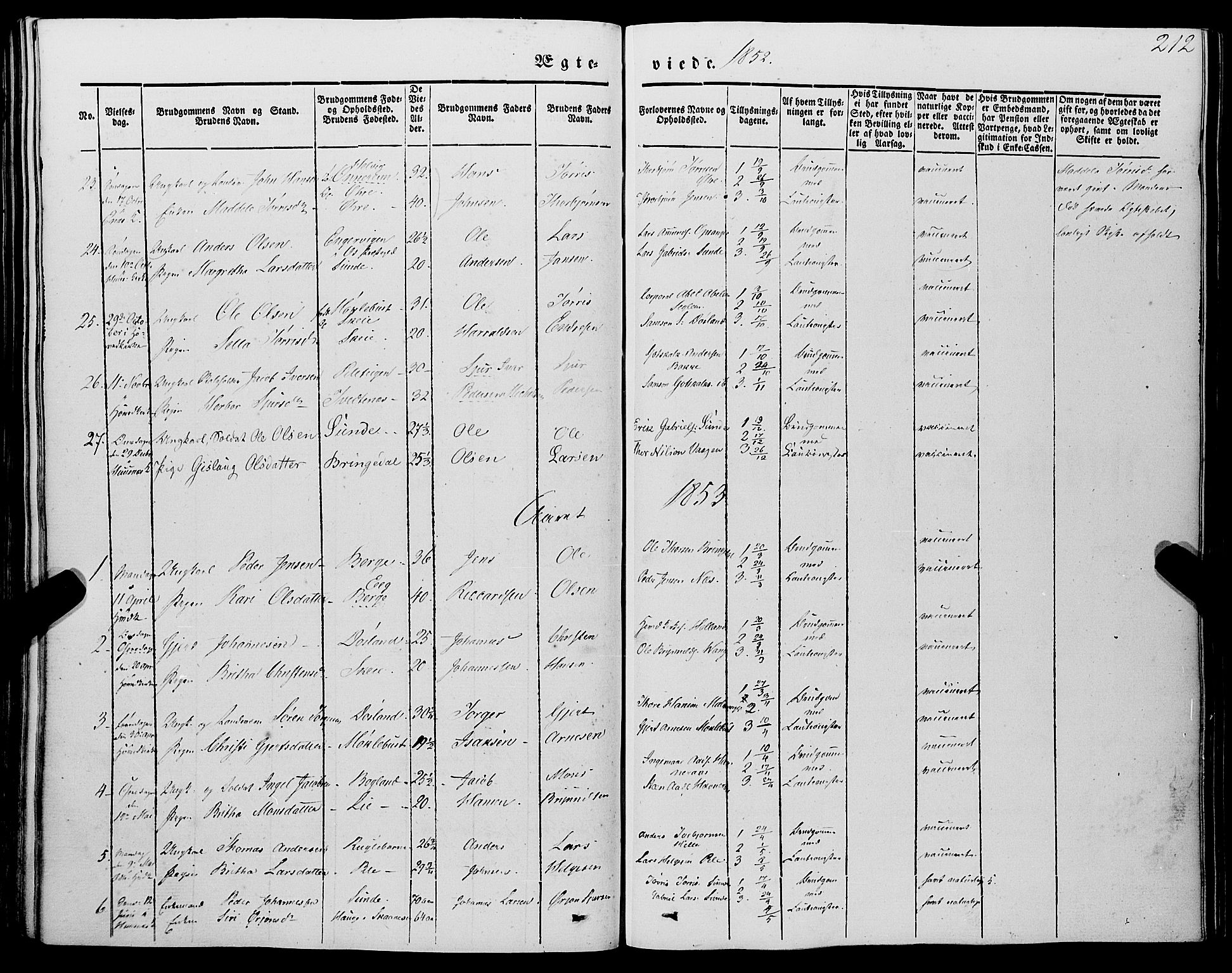 Kvinnherad sokneprestembete, AV/SAB-A-76401/H/Haa: Parish register (official) no. A 7, 1843-1853, p. 212