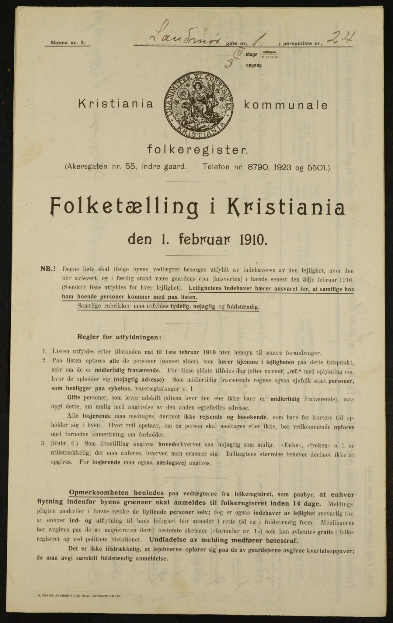 OBA, Municipal Census 1910 for Kristiania, 1910, p. 99313