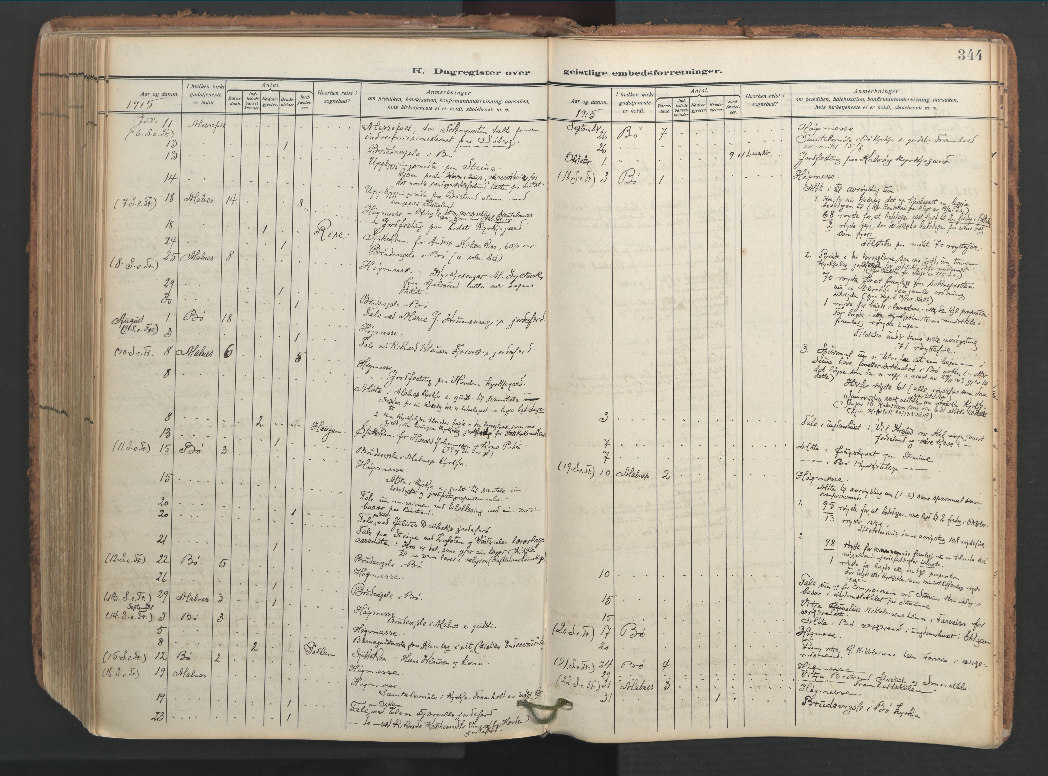 Ministerialprotokoller, klokkerbøker og fødselsregistre - Nordland, AV/SAT-A-1459/891/L1306: Parish register (official) no. 891A11, 1911-1927, p. 344