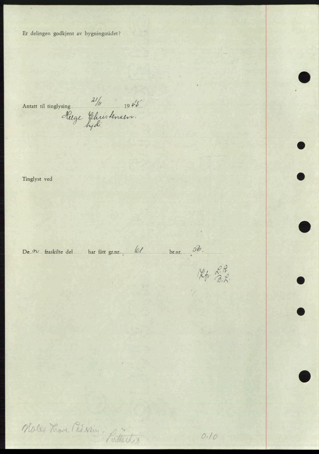 Sør-Gudbrandsdal tingrett, SAH/TING-004/H/Hb/Hbd/L0015: Mortgage book no. A15, 1945-1946, Diary no: : 1177/1945