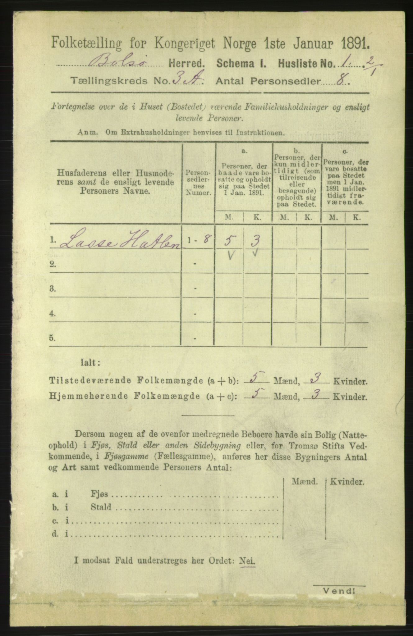 RA, 1891 census for 1544 Bolsøy, 1891, p. 1736