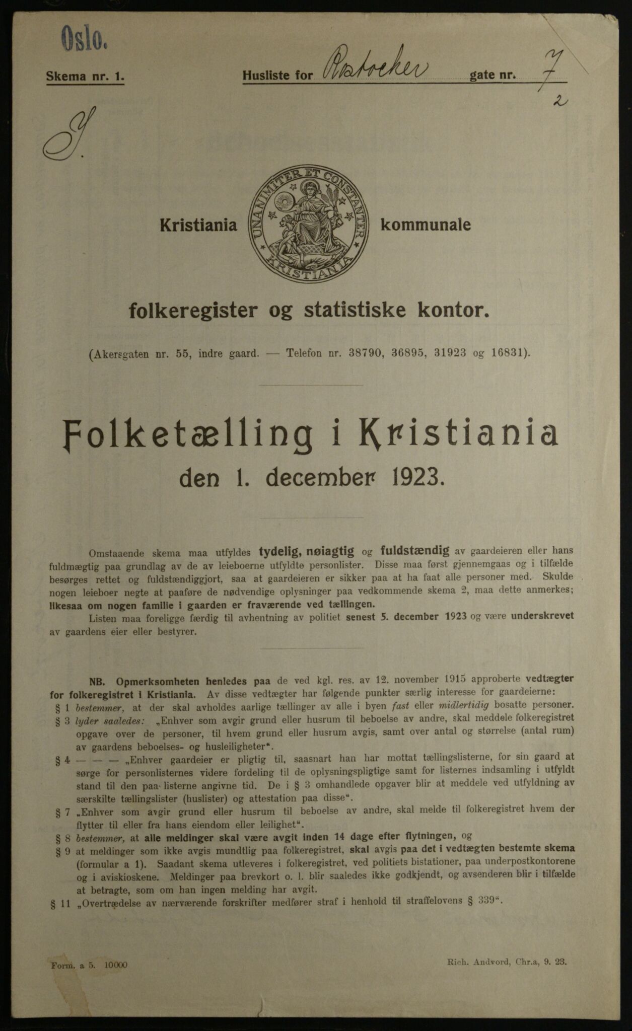 OBA, Municipal Census 1923 for Kristiania, 1923, p. 93360